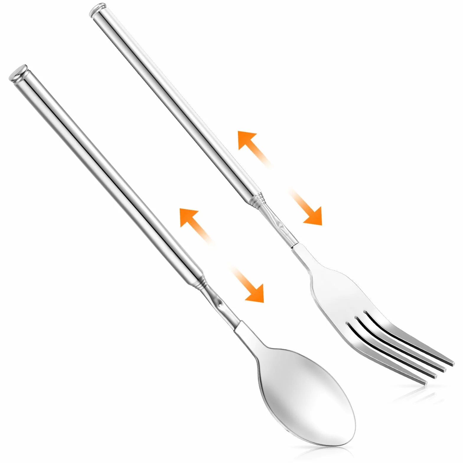 Ouligay Teleskopowy widelec i łyżka ze stali nierdzewnej do grilla, 20-64 cm, wysuwany i chowany