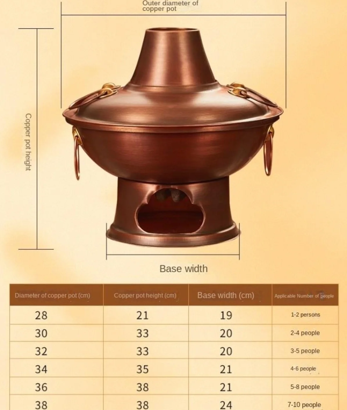 Miedziany Garnek Do Zupy Chiński Hotpot Węglowy 34cm Naczynia Kuchenne
