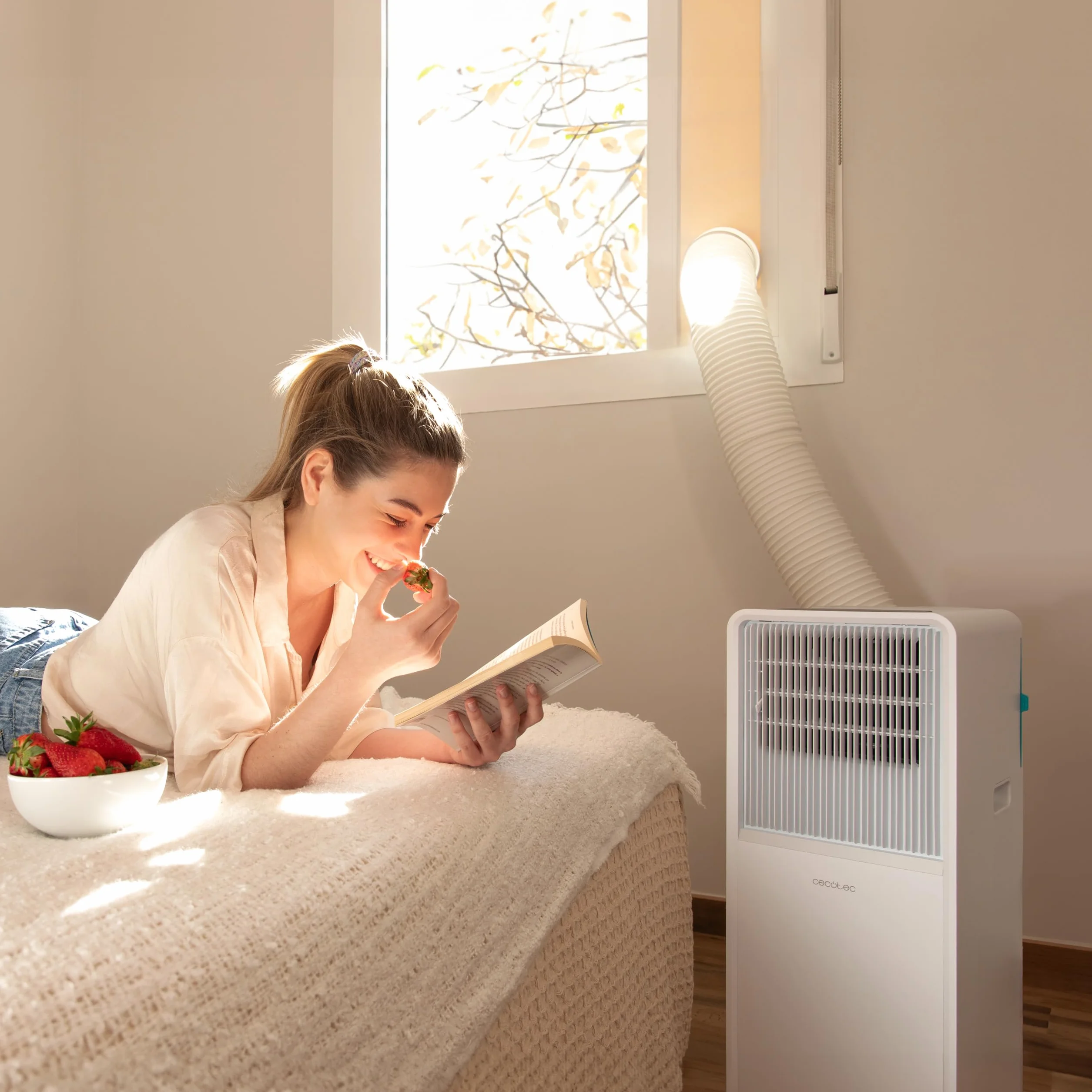 Cecotec Portable Air Conditioning ForceClima 7150 Style, 7000 BTU, Coverage Area 14 m², Remote Control, Touch Control, LED Display, 4 Modes, 2 Speeds, Timer