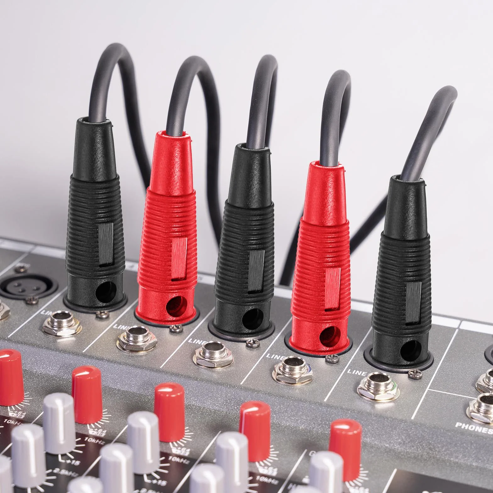 16 sztuk wtyczki bananowej 4 mm, do głośników i kabli, pudełko, do systemów stereo HiFi (8 czerwonych, 8)