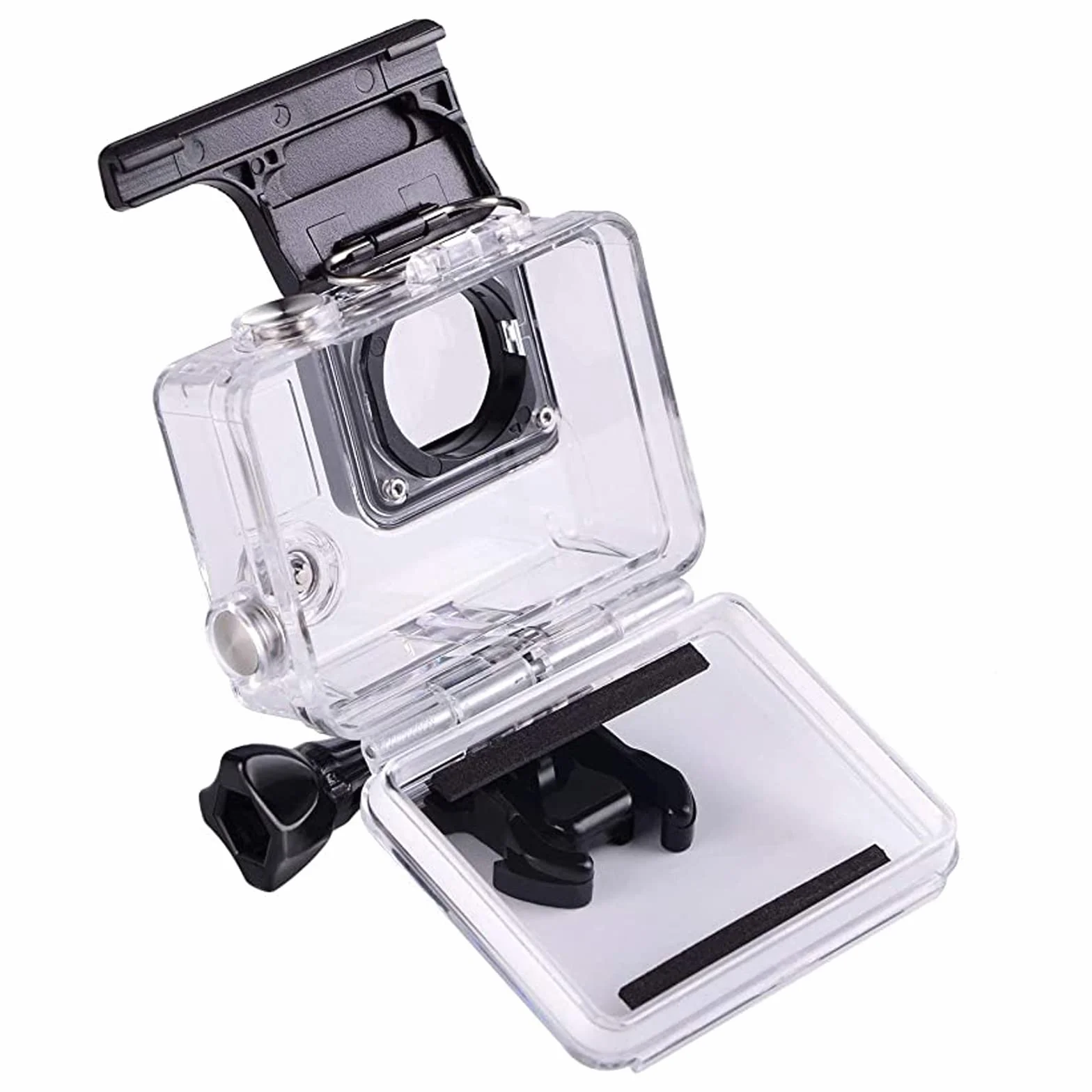 Etui ochronne, wodoszczelna obudowa z obiektywem do kamery GoPro Hero 3 + Hero 4 Action ze śrubami mocującymi i podstawą, ochrona pod wodą, 45 m etui ochronne