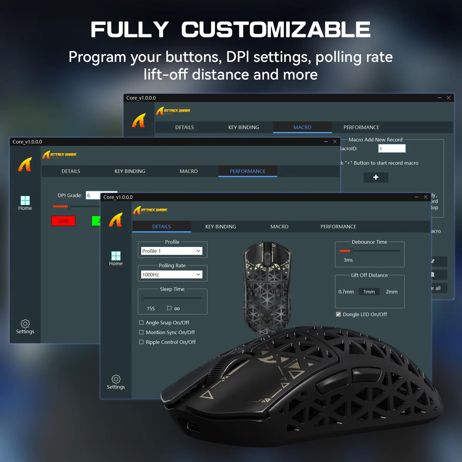 ATTACK SHARK R5Ultra Bezprzewodowa Mysz Gamingowa HyperSpeed Włókna Węglowego, 39g Ultralekkie Myszy, 2,4 GHz/BT/USB-C Przewodowa, Czujnik PAW3950MAX, Bezprzewodowego 8000Hz, 42000DPI, Win/Mac-Czarny