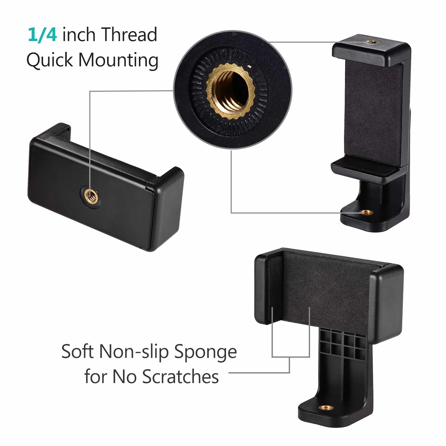 Adapter do Statywu do Telefonu Komórkowego, Uchwyt Obrotowy 360° Uchwyt Zaciskowy do Smartfona Uchwyt Zaciskowy do Telefonu Komórkowego, Zakres Mocowania 5,8–8,5 Cm