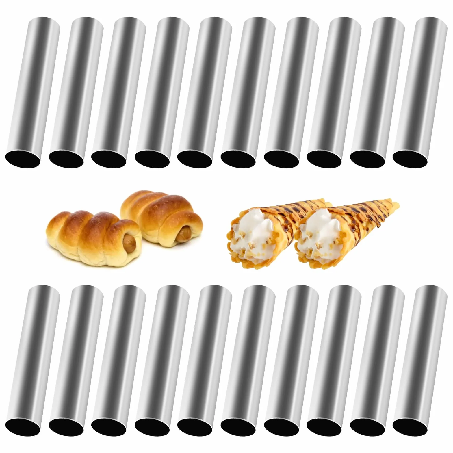 Foremki do pieczenia cannoli ze stali nierdzewnej, 20 sztuk