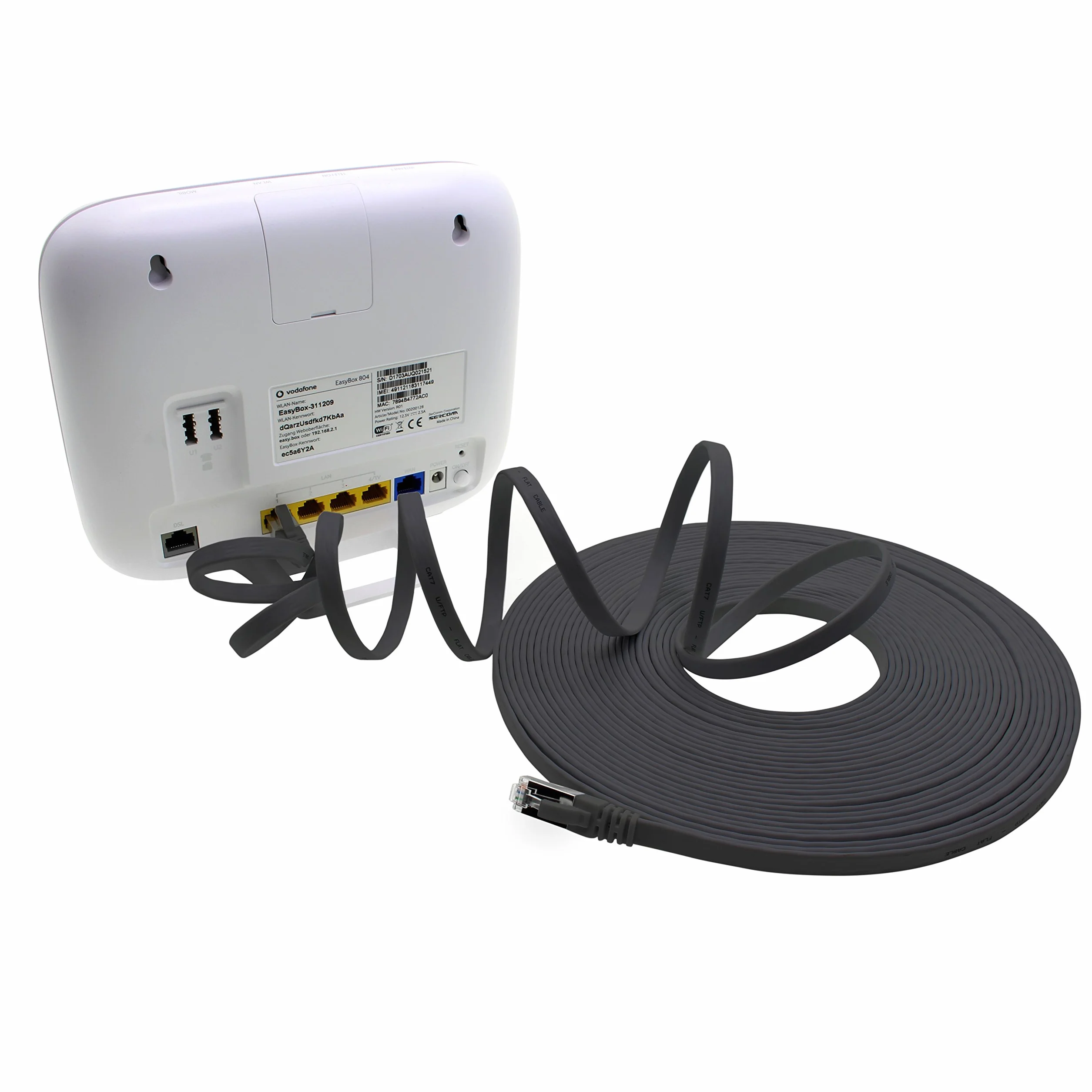 1aTTack.de 10 m - czarny - 1 sztuka CAT.7 Gigabit Ethernet LAN płaski kabel taśmowy (RJ45) kabel sieciowy kabel surowy (10 Gbit/s) kabel do układania płaski Slim kompatybilny z Cat.5 - Cat.5e - Cat.6