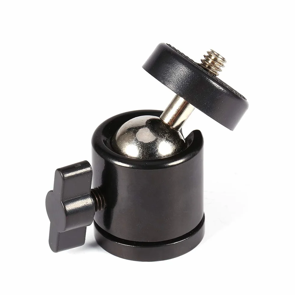 Głowica kulowa 360 stopni, Mini uchwyt kulowy 360° do statywu do aparatu 1/4 cala i 3/8" Flash Support