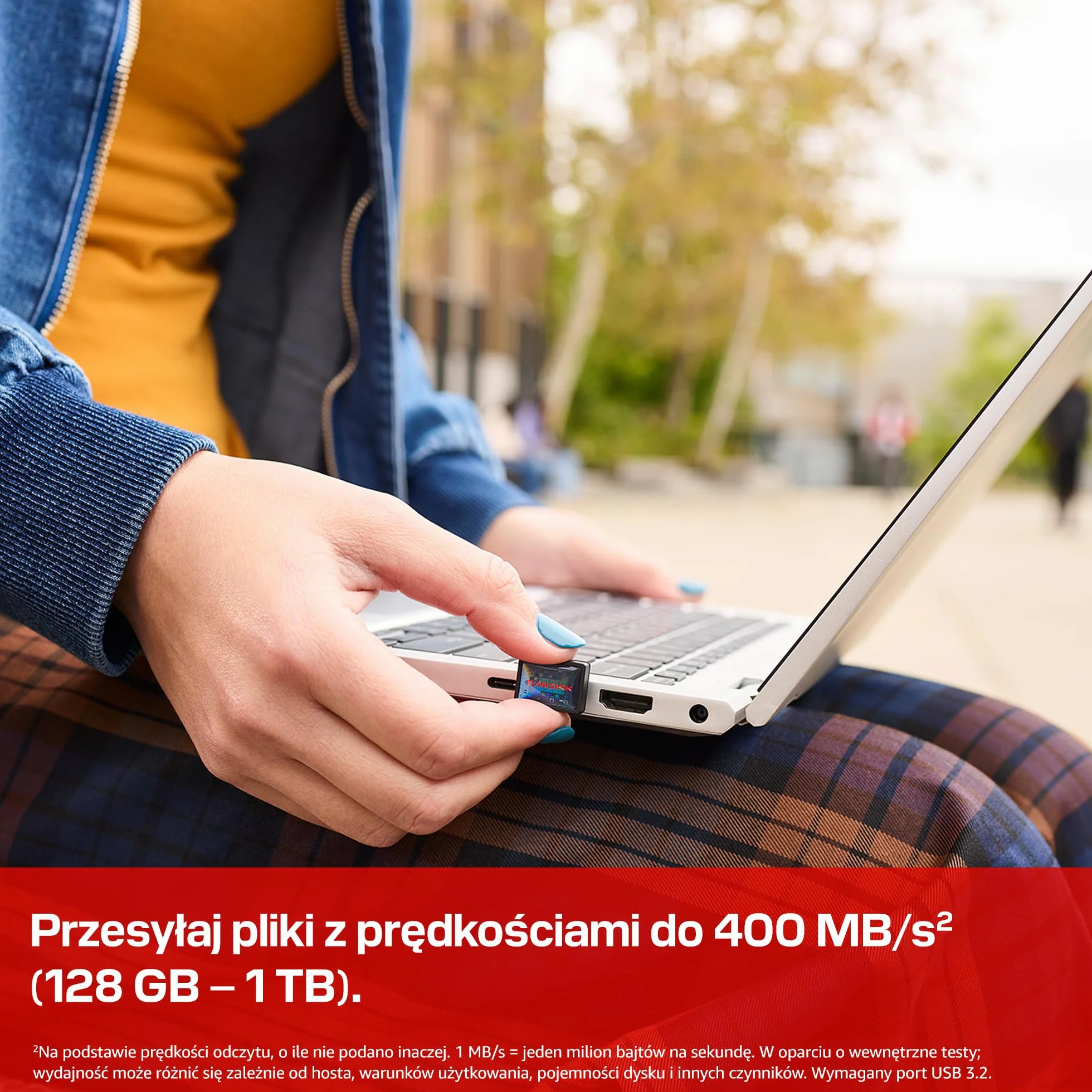 SANDISK Extreme Fit USB-C Dysk flash 256 GB (Prędkości odczytu do 400 MB/s, pamięć masowa typu plug-and-stay, aplikacji SANDISK Memory Zone)