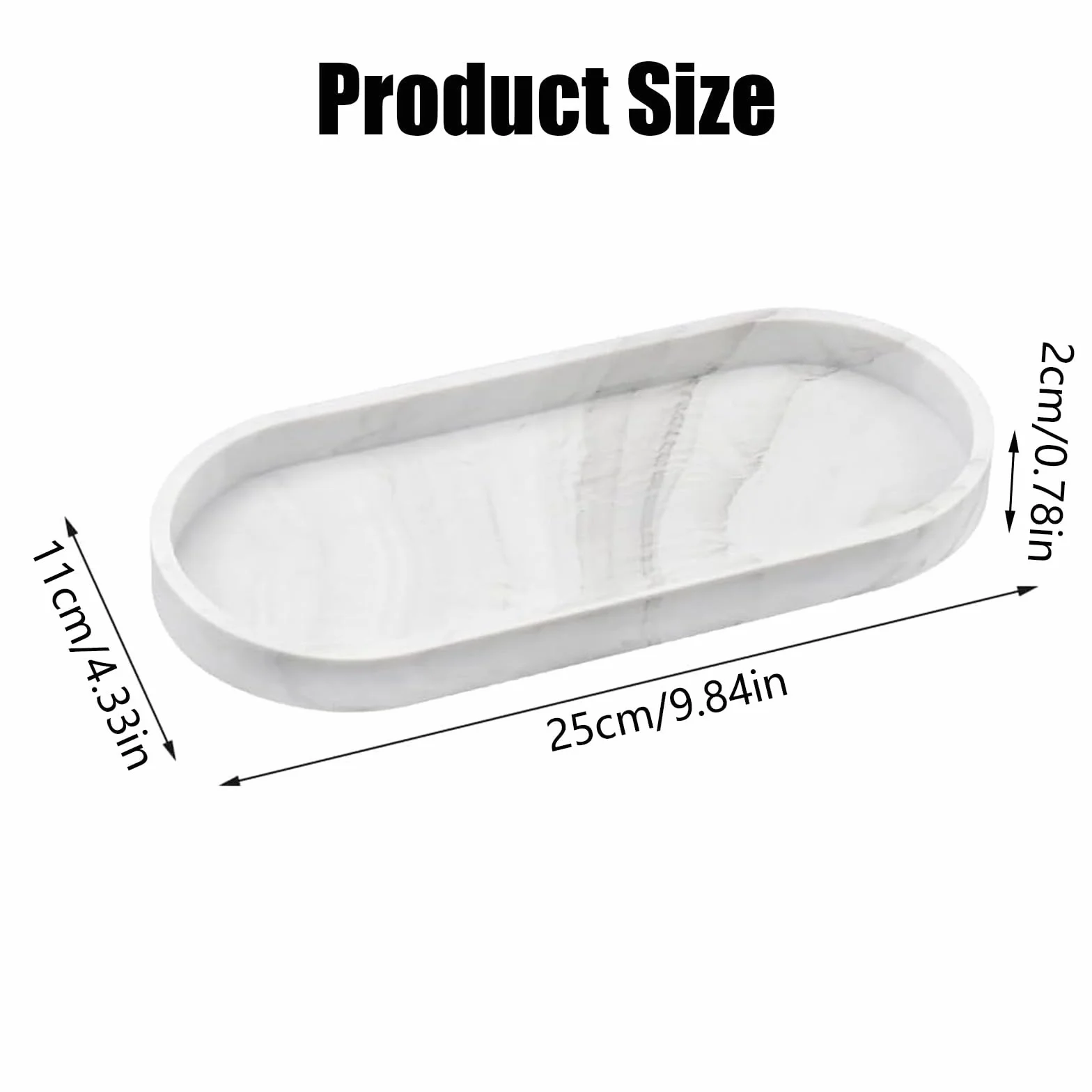 2 sztuki taca łazienkowa, dekoracyjna taca do łazienki, silikonowa taca łazienkowa (biały marmur, 25L*11W*2H cm)