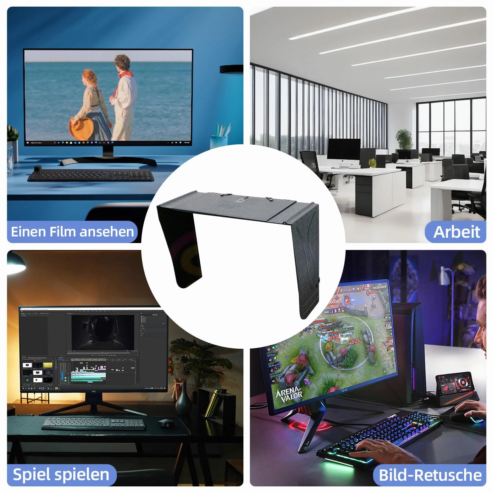 Osłona monitora, ochrona przed słońcem, ochrona przed słońcem do laptopów, regulowana osłona monitora, składana osłona, zapewnia ochronę prywatności, pasuje do praktycznie wszystkich laptopów