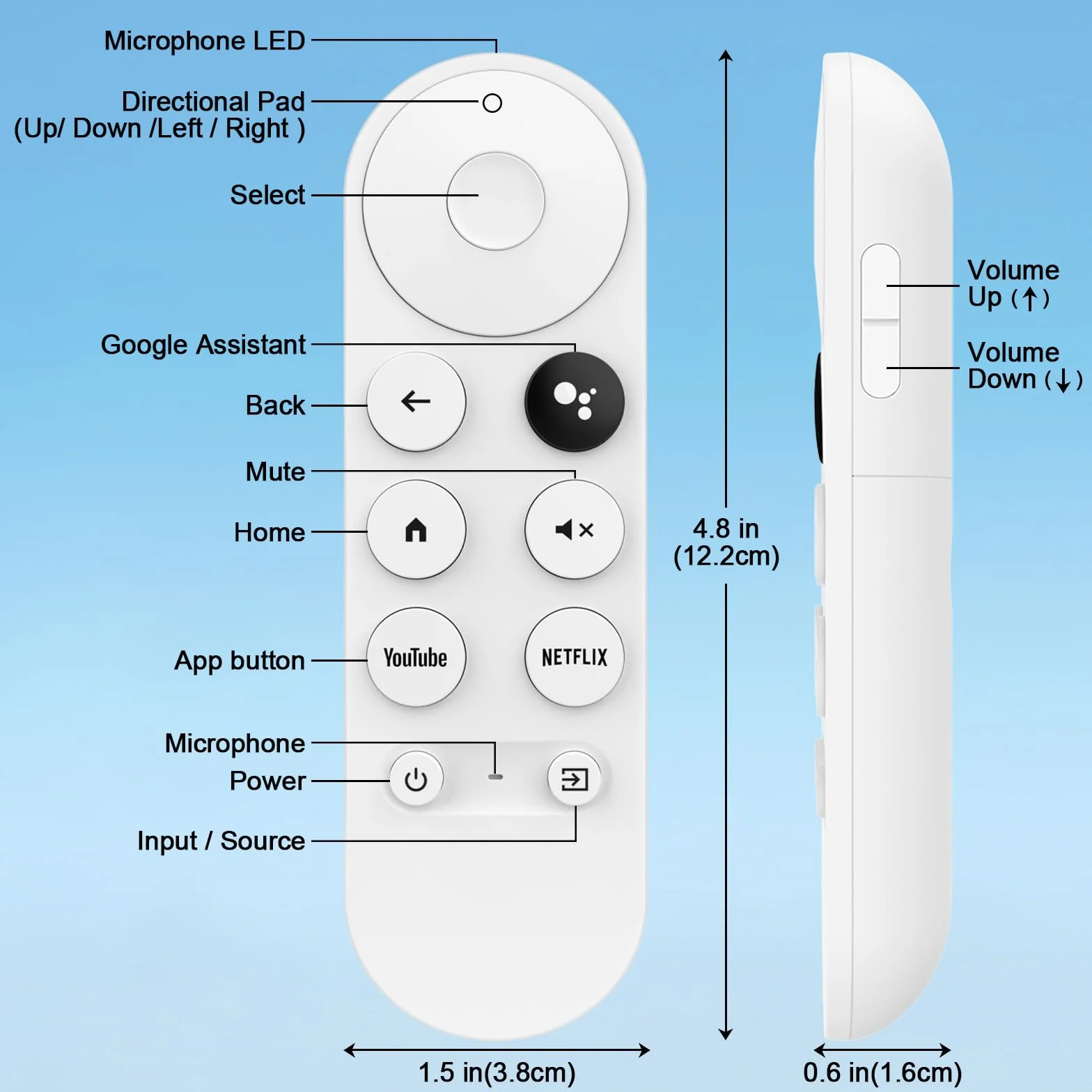 Pilot do Google Chromecast, pilot do Google TV HD/4K, GA01919-US GA01920-US (tylko pilot zdalnego sterowania), kompatybilny z Chromecast TV 4 K, sterowanie głosem (1)