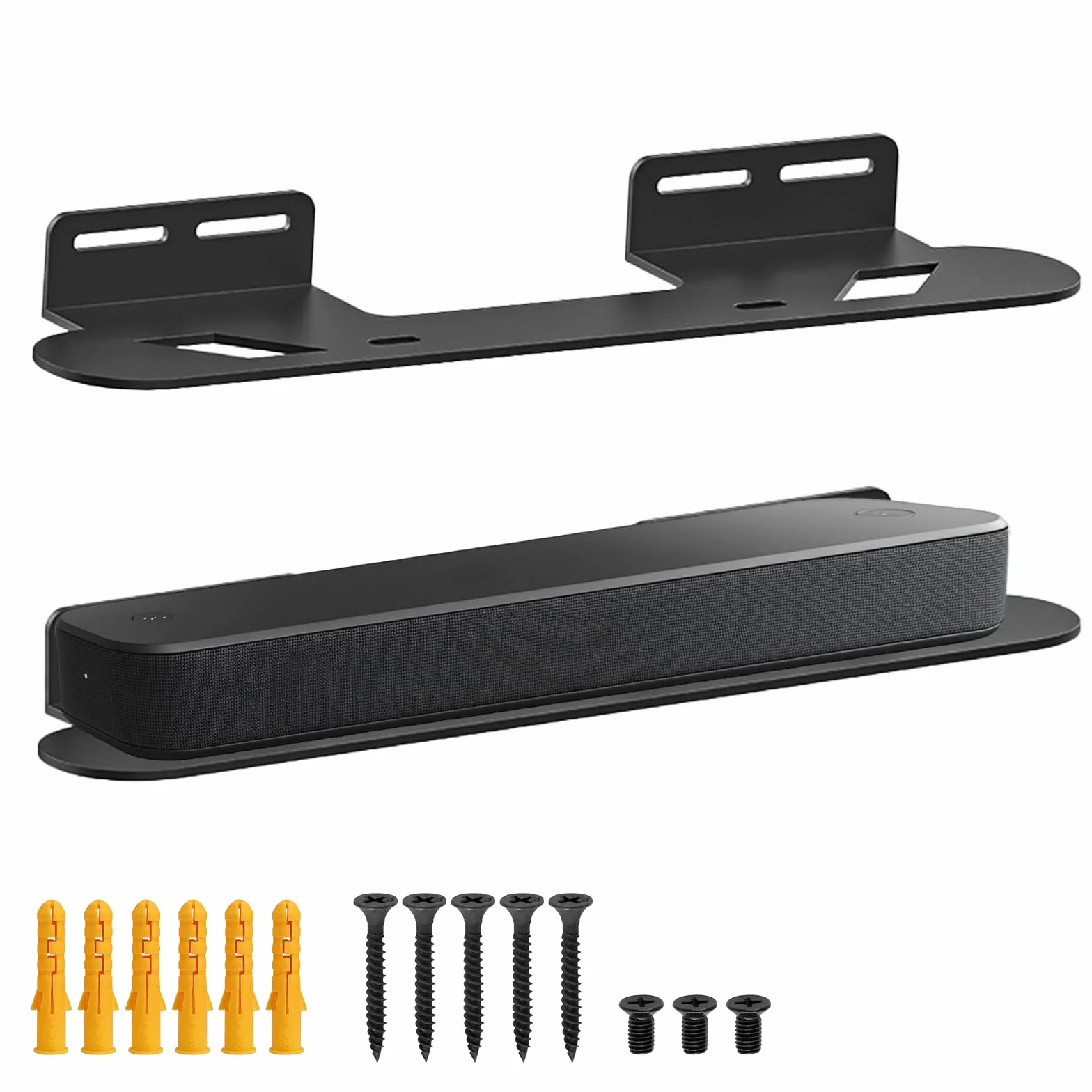 Sound Bar Support, Wall Głośniki Uchwyt Ścienny, Uchwyt Ścienny na Pręt, Uniwersalny Uchwyt Głośnika dla Większości, Maksymalna pojemność 15 kg, Czarny