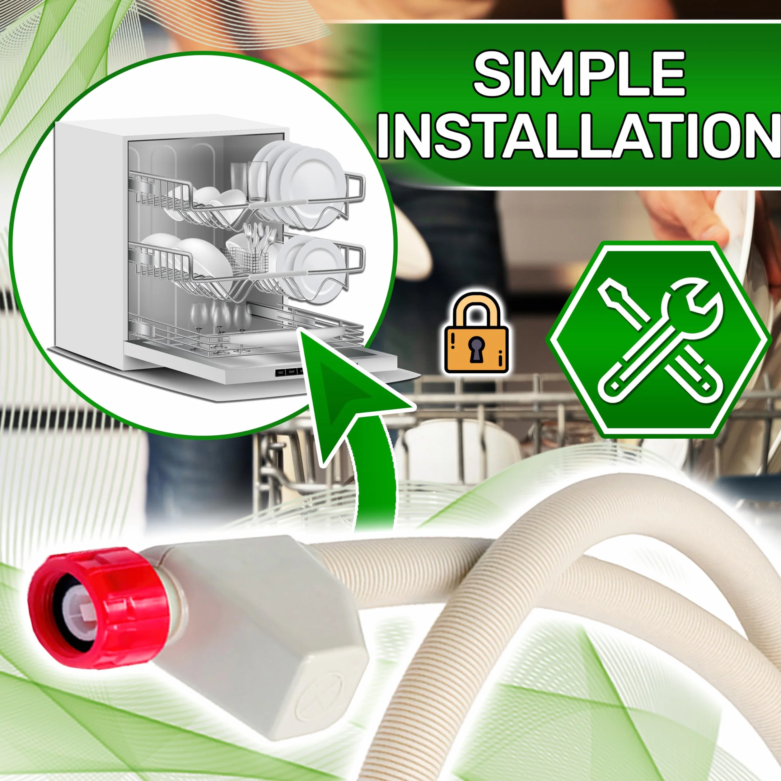 Aquastop wąż do zmywarki typ 1ES-L długość 2,19 m, zawór Ø 3/4, wąż dopływowy 1885090400 1760360100 do Beko 481253029201 do Whirlpool C00588407 do Indesit - Made in EU ONIX TECH