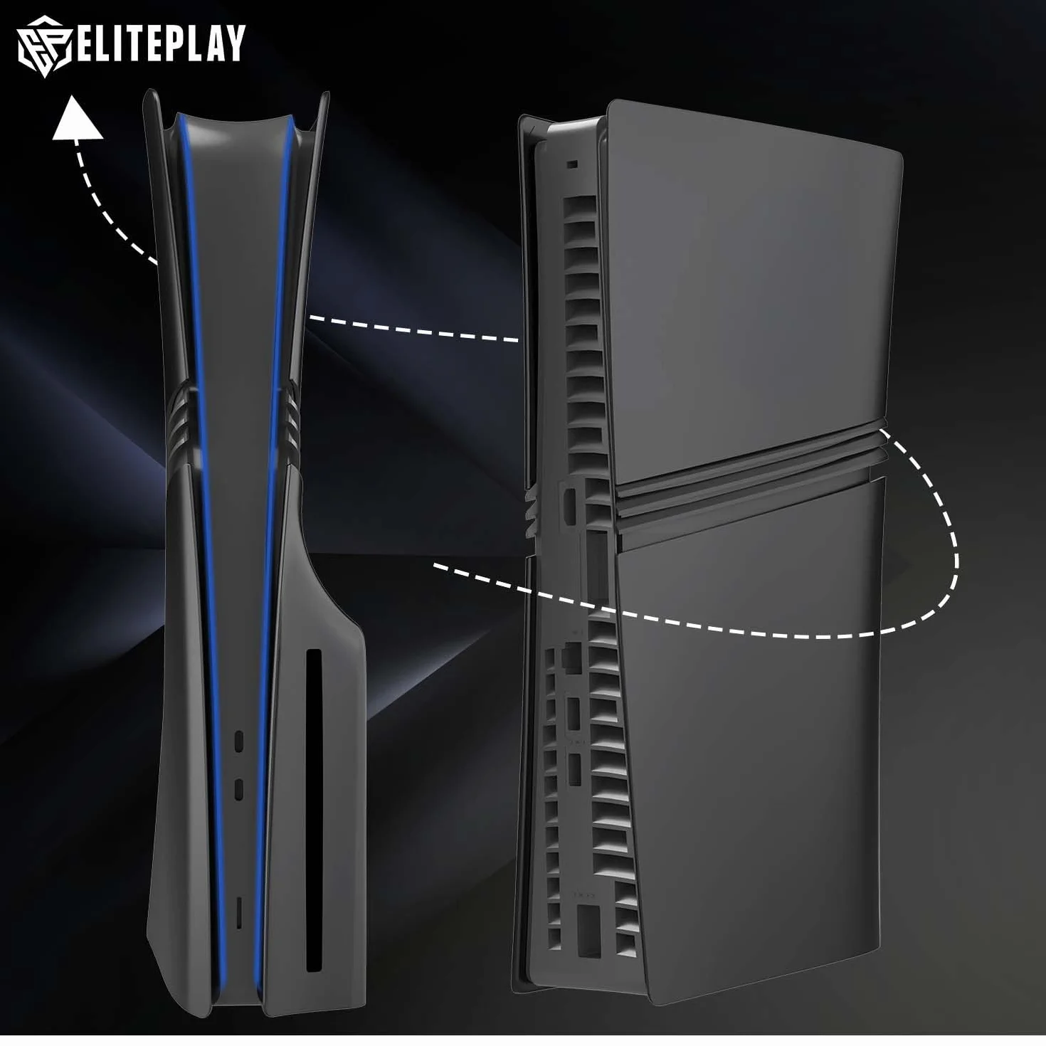 ElitePlay Czarne obudowy z dyskiem PS5 Pro na zamianę dysku edycji Pro modelu PlayStation 5