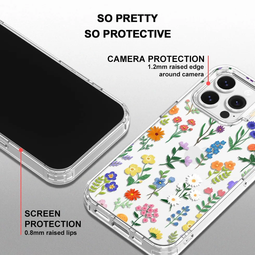 MOSNOVO Etui do iPhone'a 13 Pro - przezroczyste, smukłe, odporne na wstrząsy TPU + PC, [ochrona przed upadkiem/odklejanie] - botaniczny kwiatowy