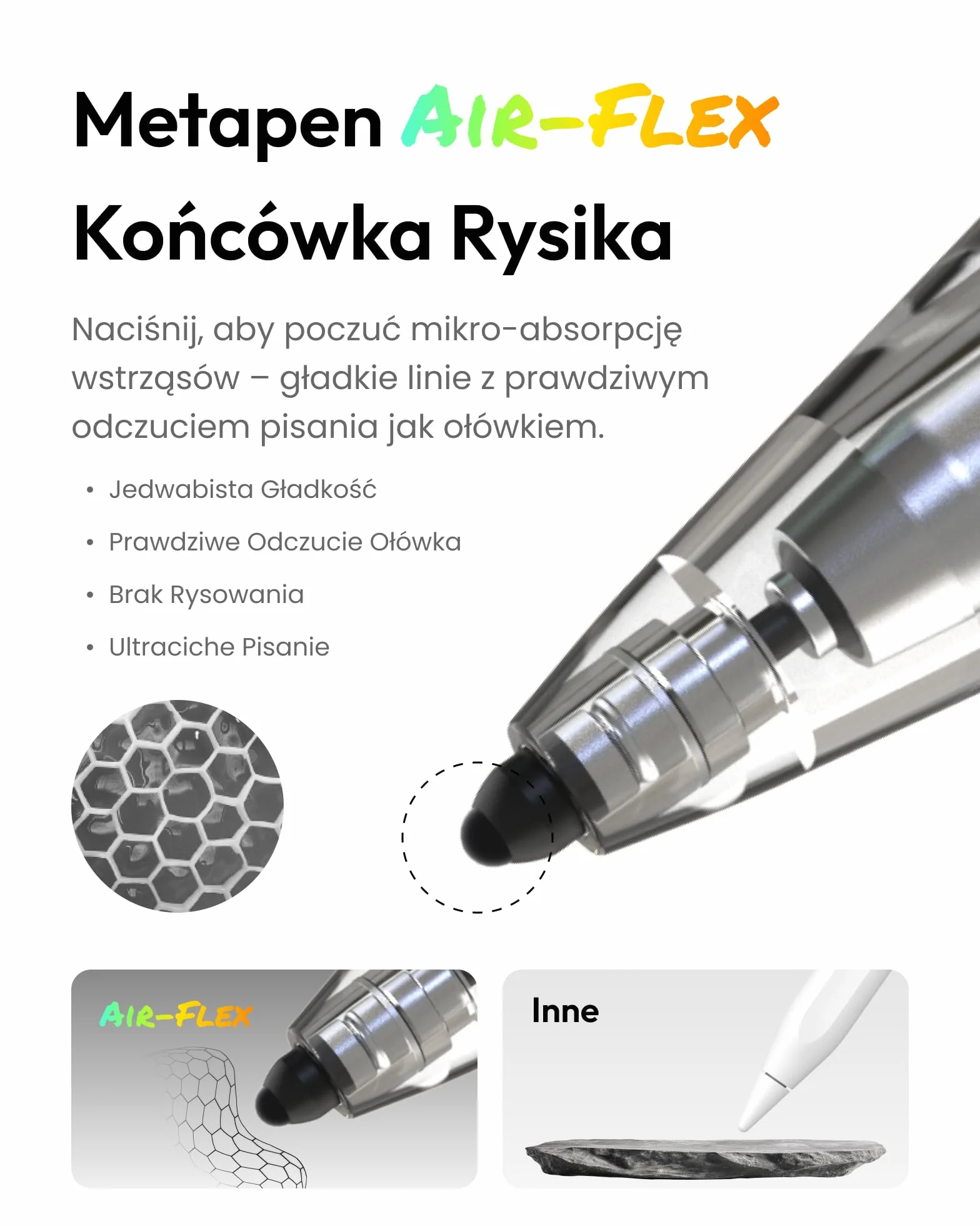 Metapen Pencil Air8 Pro X do iPad 2018-2025, Ultra-Cichy, 2X Szybsze Ładowanie, Rysik z Funkcją Palm Rejection do iPad A16/11/10/9/8/7/6 Gen, Pro 12.9/11/13-calowy M4, Air 3/4/5/M2/M3, Mini 5/6 Gen