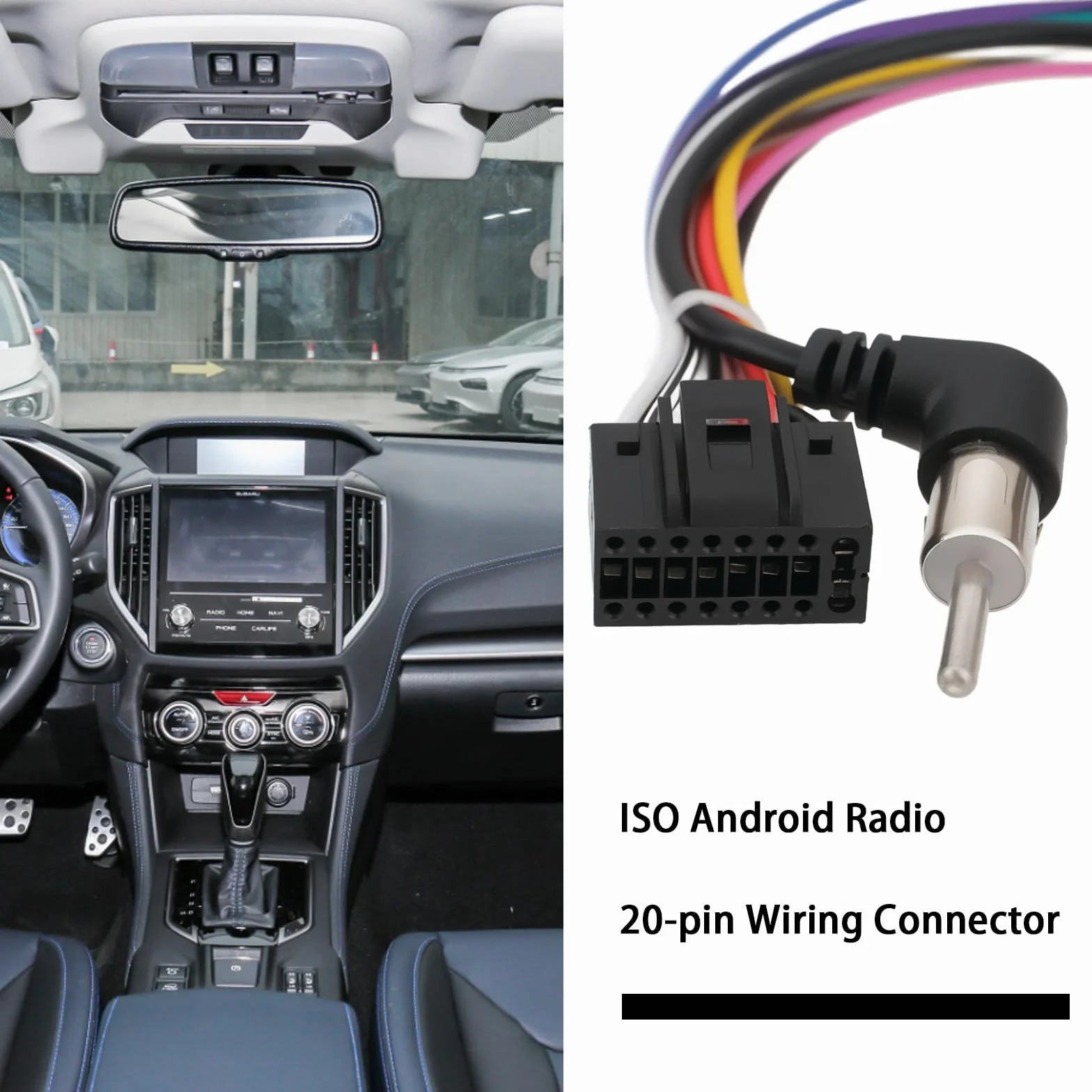 1 szt. 20-pinowy adapter wiązki przewodów do radia samochodowego Android 16-pinowy kabel stereo ISO z wtyczką antenową kompatybilny z Nissan Sunny 2012-2016 kompatybilny z Nissan Sylphy 2012