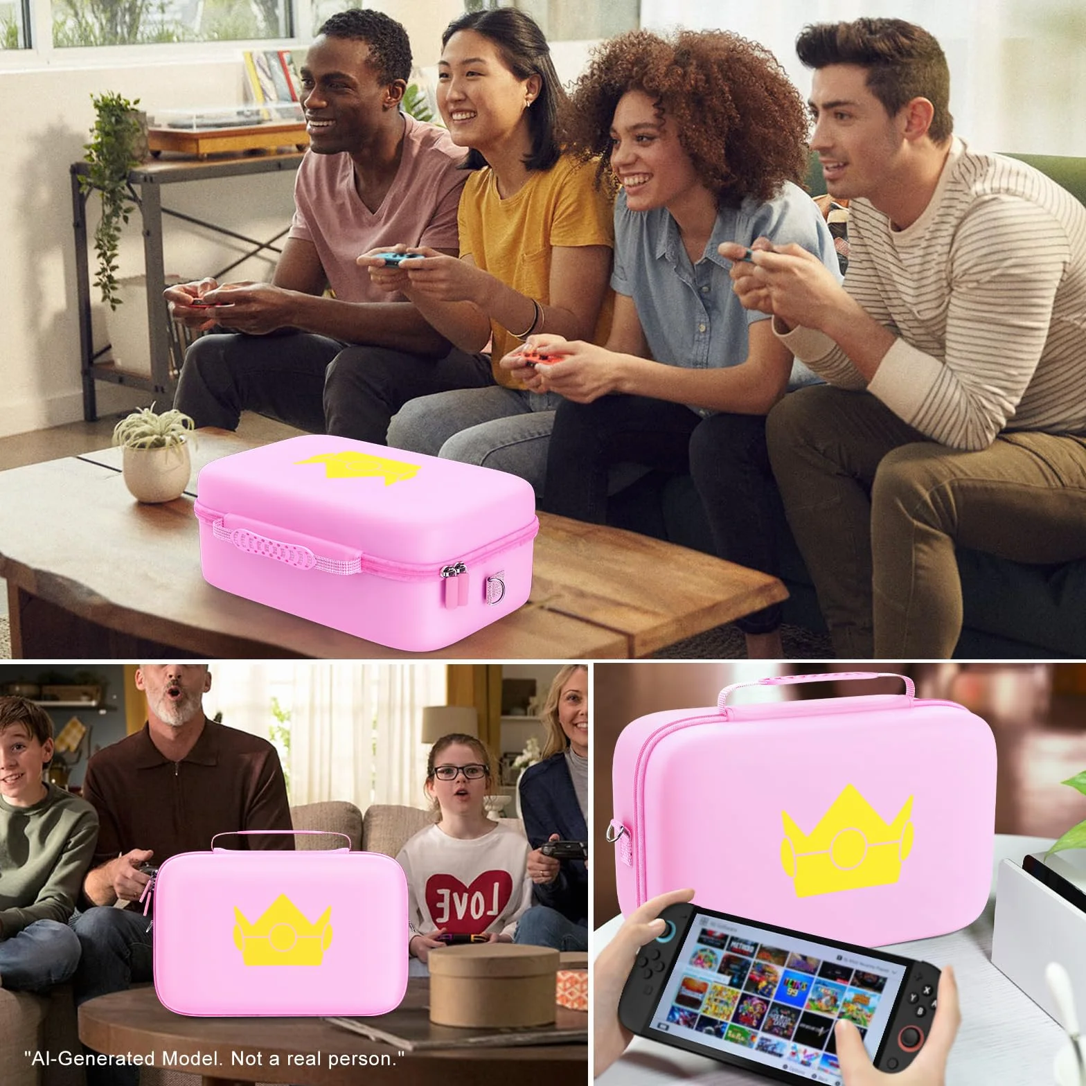 ivoler torba Kompatybilna z Nintendo Switch 2 Model 2025, Deluxe Twarda torba na przenoszenie, ochronna, przenośna osłona, etui ochronne na konsolę Switch 2, i inne akcesoria-różowy