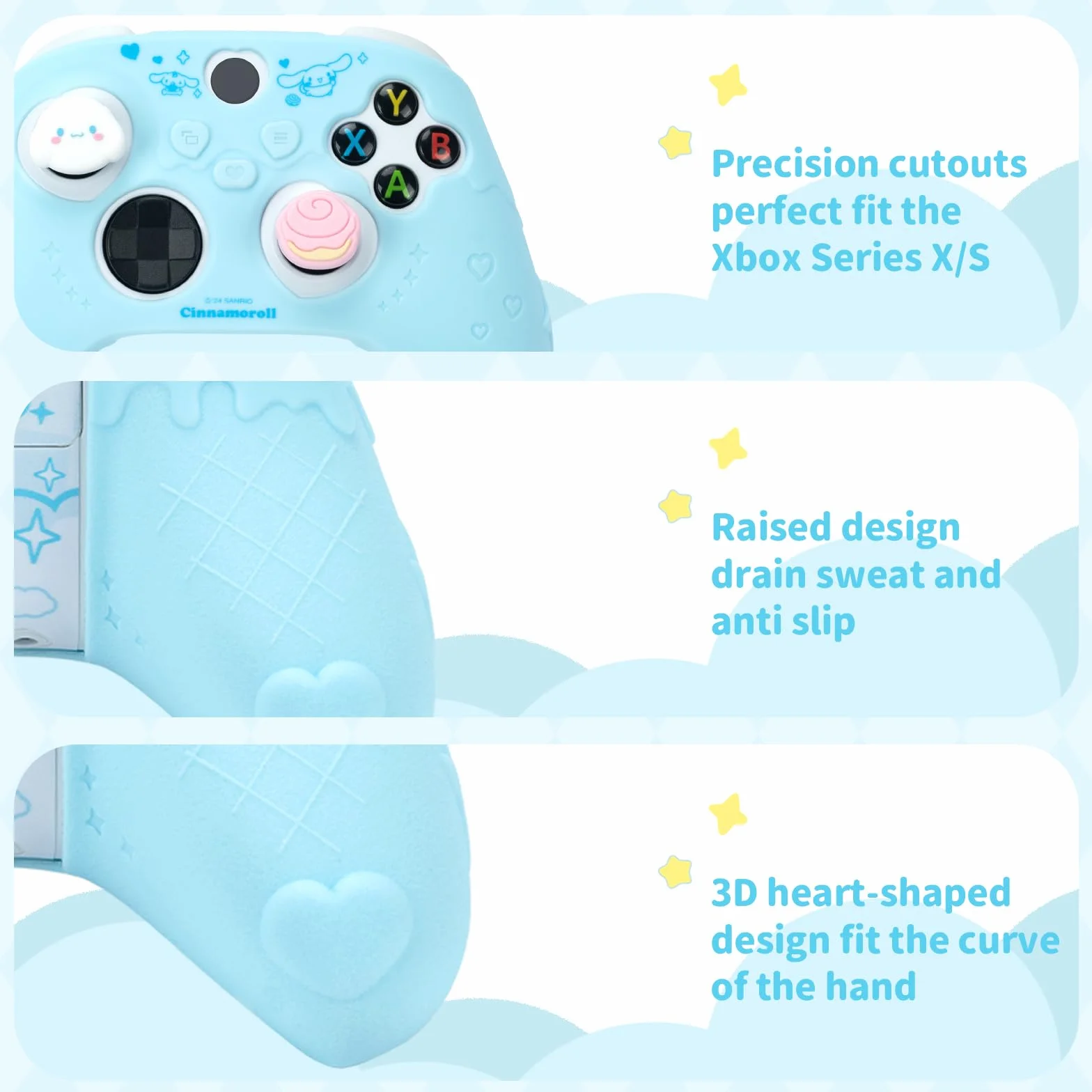 Kuitmor Silikonowe Etui Do Kontrolera Xbox Series X, Ergonomiczne Ochronne Pokrowiec Kompatybilne z Bezprzewodowym Kontrolerem Xbox z 2 Nakładkami na Kciuk, DEG