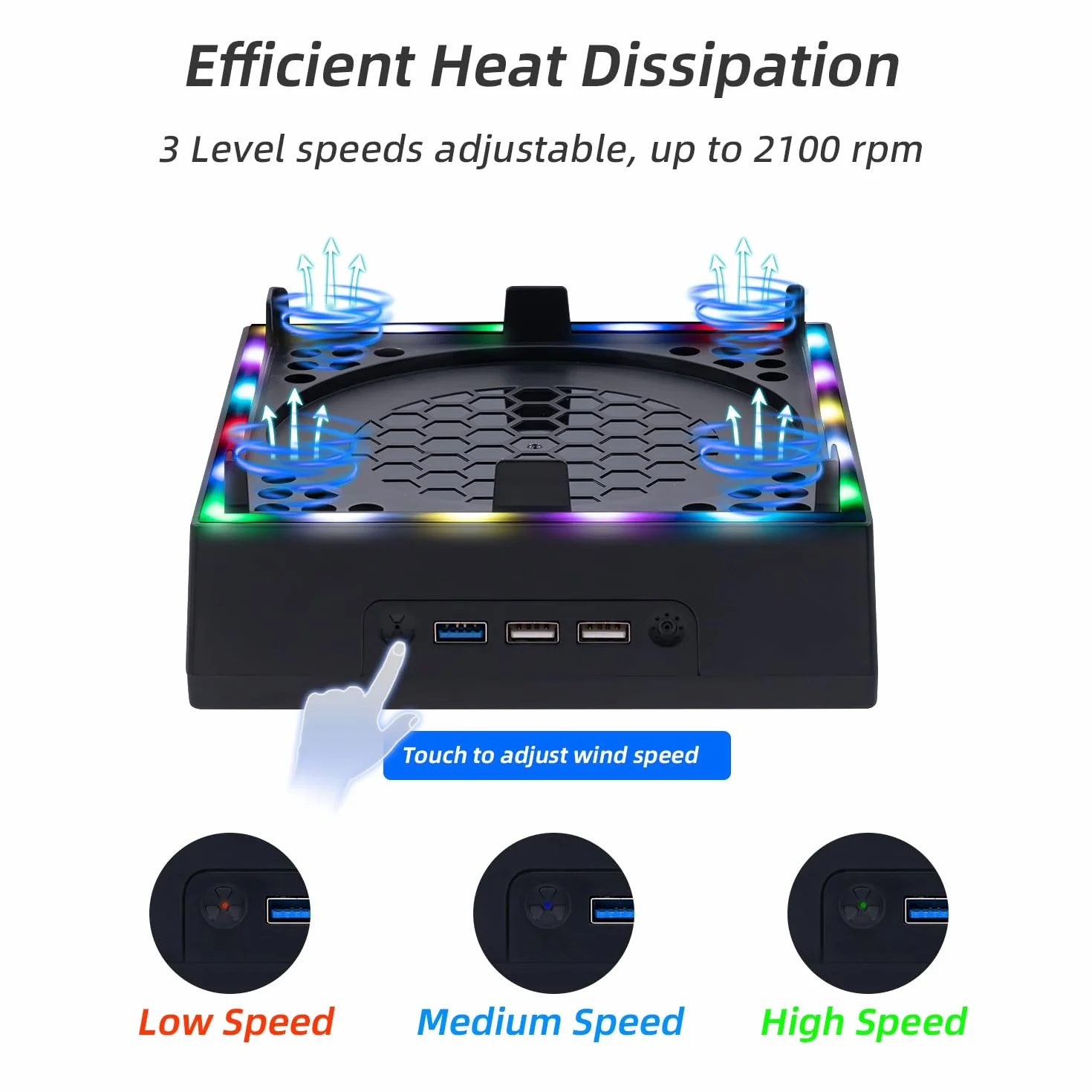 Mcbazel Xbox Series X Zestawy do Montażu ściennego z Wentylatorem Chłodzącym, Wspornik Systemu Chłodzenia LED RGB z Regulowanymi Poziomami Prędkości/Portami USB/Wspornikami Kontrolera