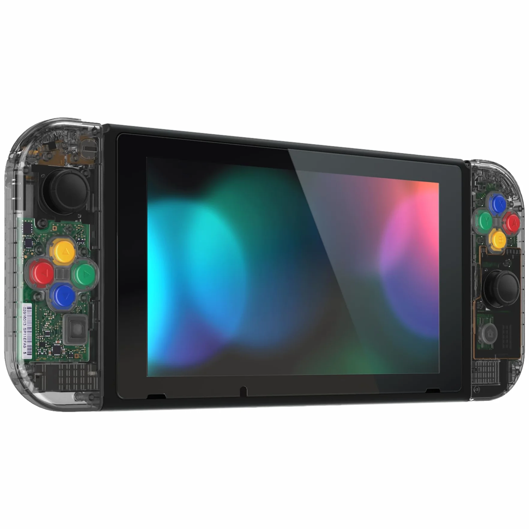 eXtremeRate Pełne etui na Switch Joycon Grip Cover Tylna obudowa Konsola Klawisze DIY Kolorowe przyciski Zamiennik Przezroczysty Czarny