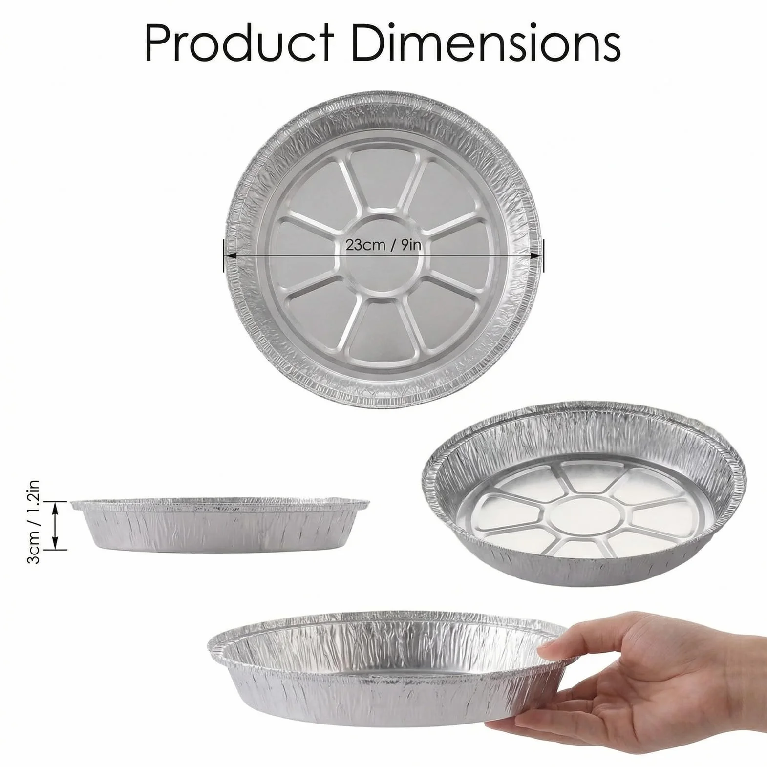 Okrągłe blachy do pieczenia z folii aluminiowej (23 x 3 cm) – jednorazowa taca do pieczenia z folii aluminiowej do pieczenia, smażenia, gotowania, przechowywania żywności i użytku na imprezie
