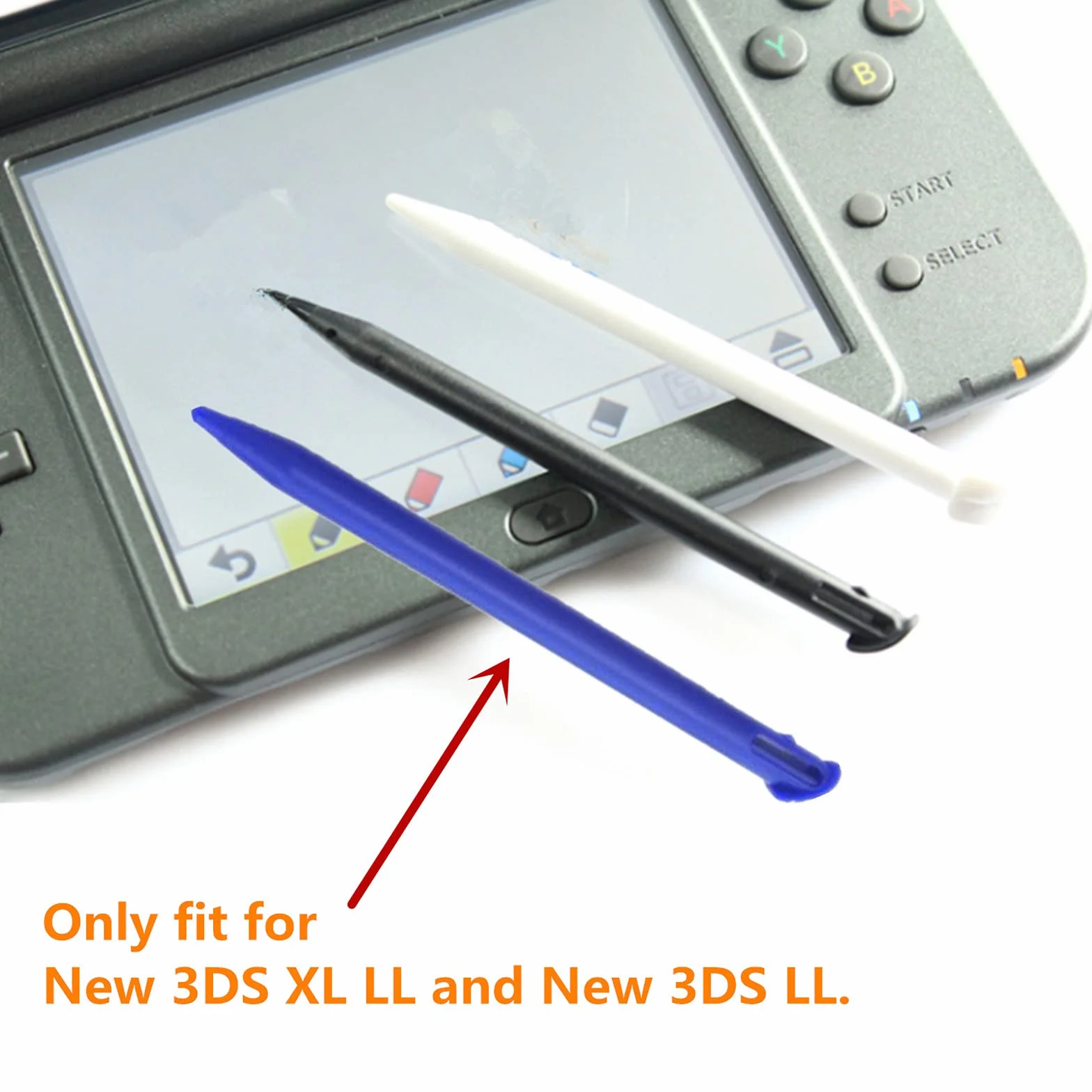3 sztuki wymiennych rysików z tworzywa sztucznego, kompatybilne z Nintendo New 3DS XL, New 3DS LL (czarne)