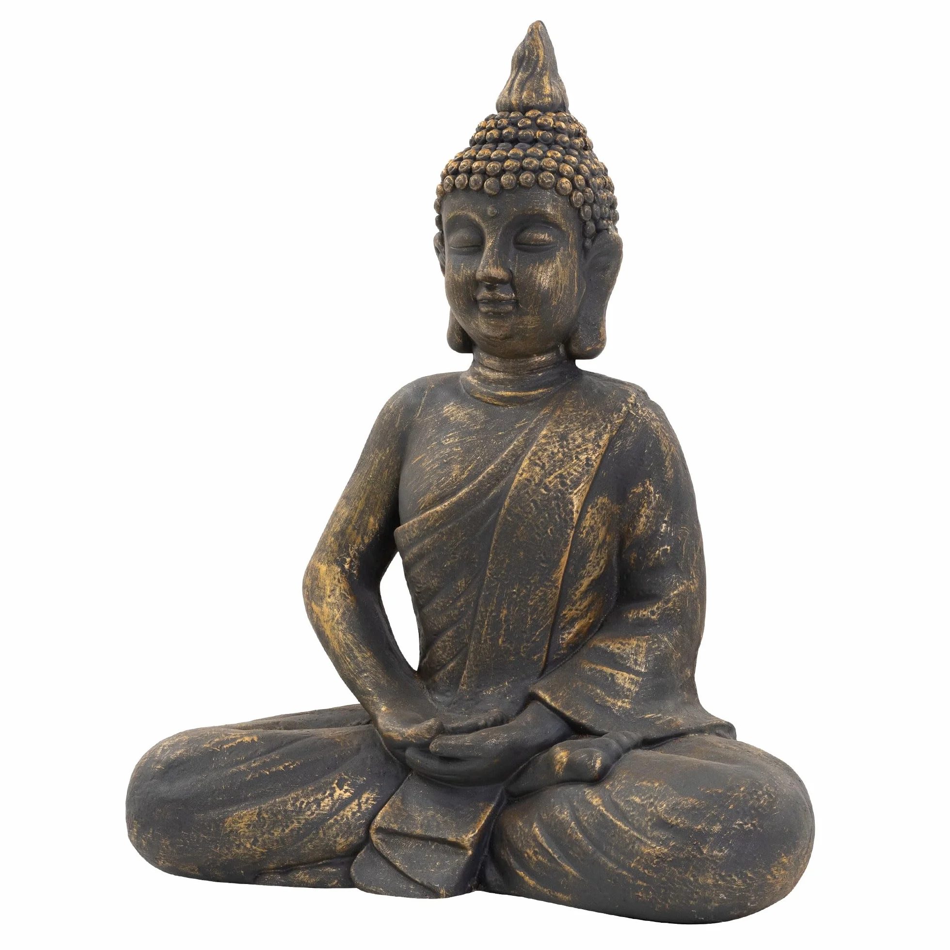 ECD Germany Figurka Buddy siedząca, wysokość 50 cm, wykonana z odpornej na warunki atmosferyczne żywicy poliestrowej, brązu, Feng Shui, figurka Buddy jako dekoracja domu, mieszkania i ogrodu, figurka