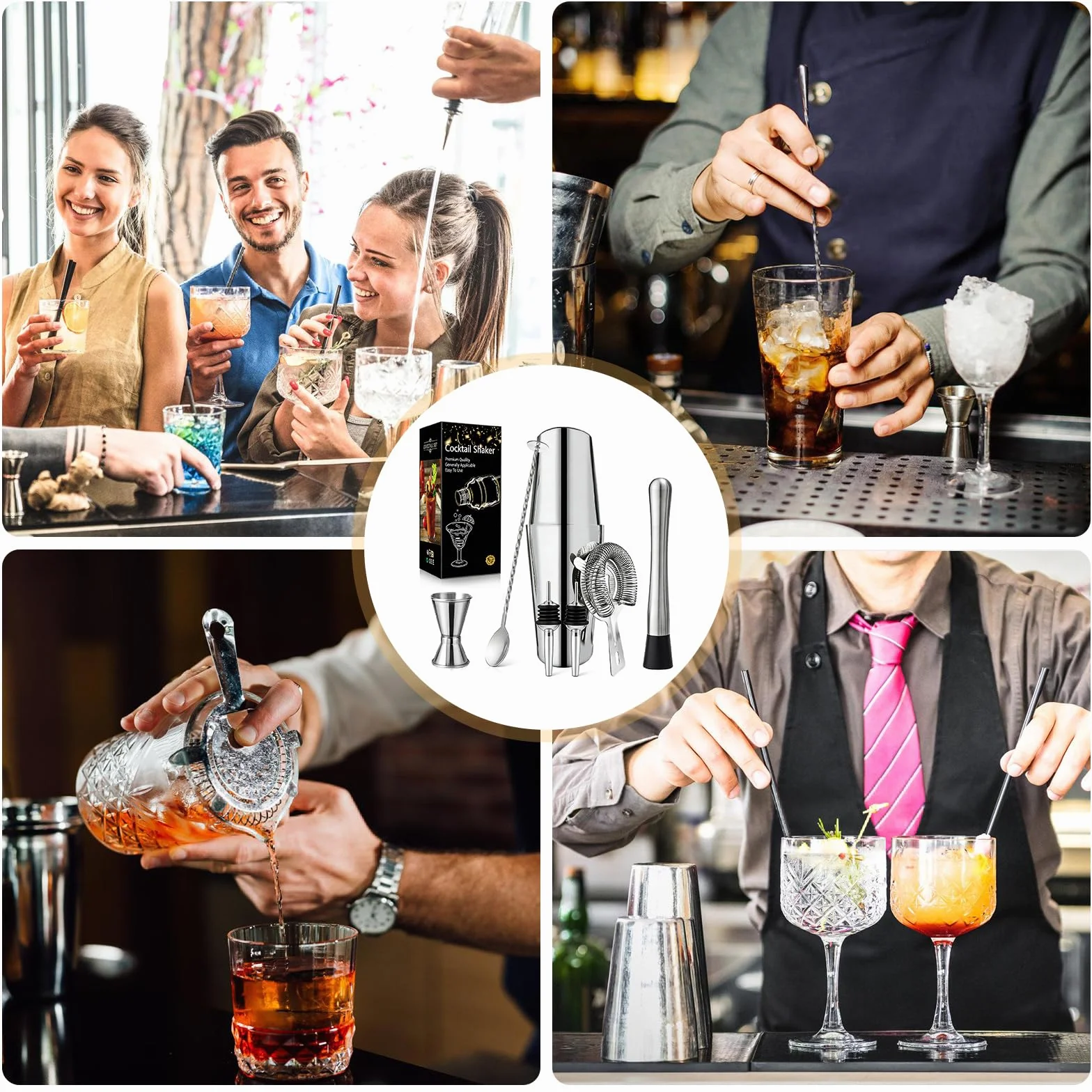 Boston zestaw shakerów do koktajli 700 ml 600 ml stal nierdzewna 7-częściowy barman