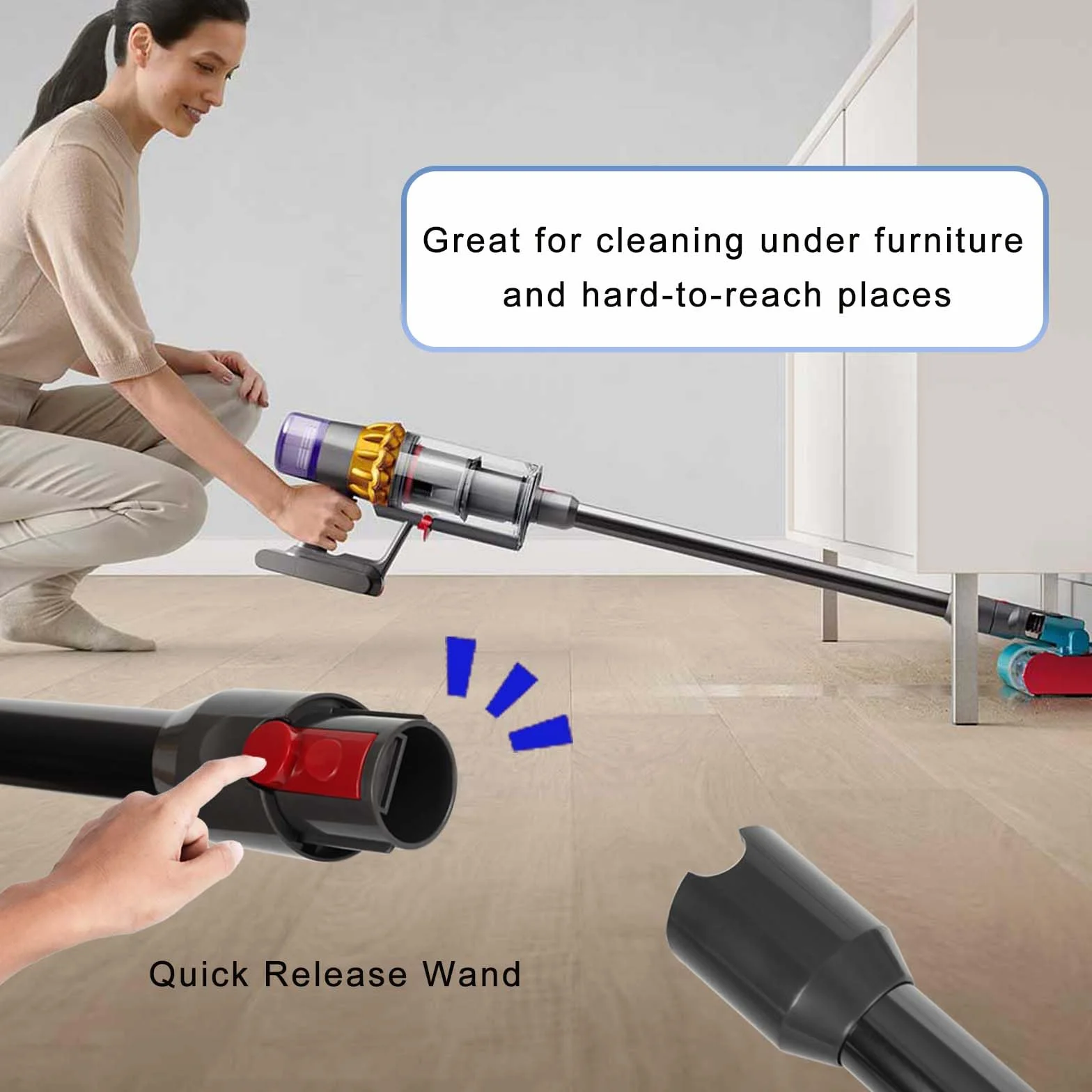 rura przedłużająca do odkurzacza Dyson V12 Detect Slim, zapasowa teleskopowa, wymienna do rury teleskopowej, szybkomocujący, drążek przedłużający