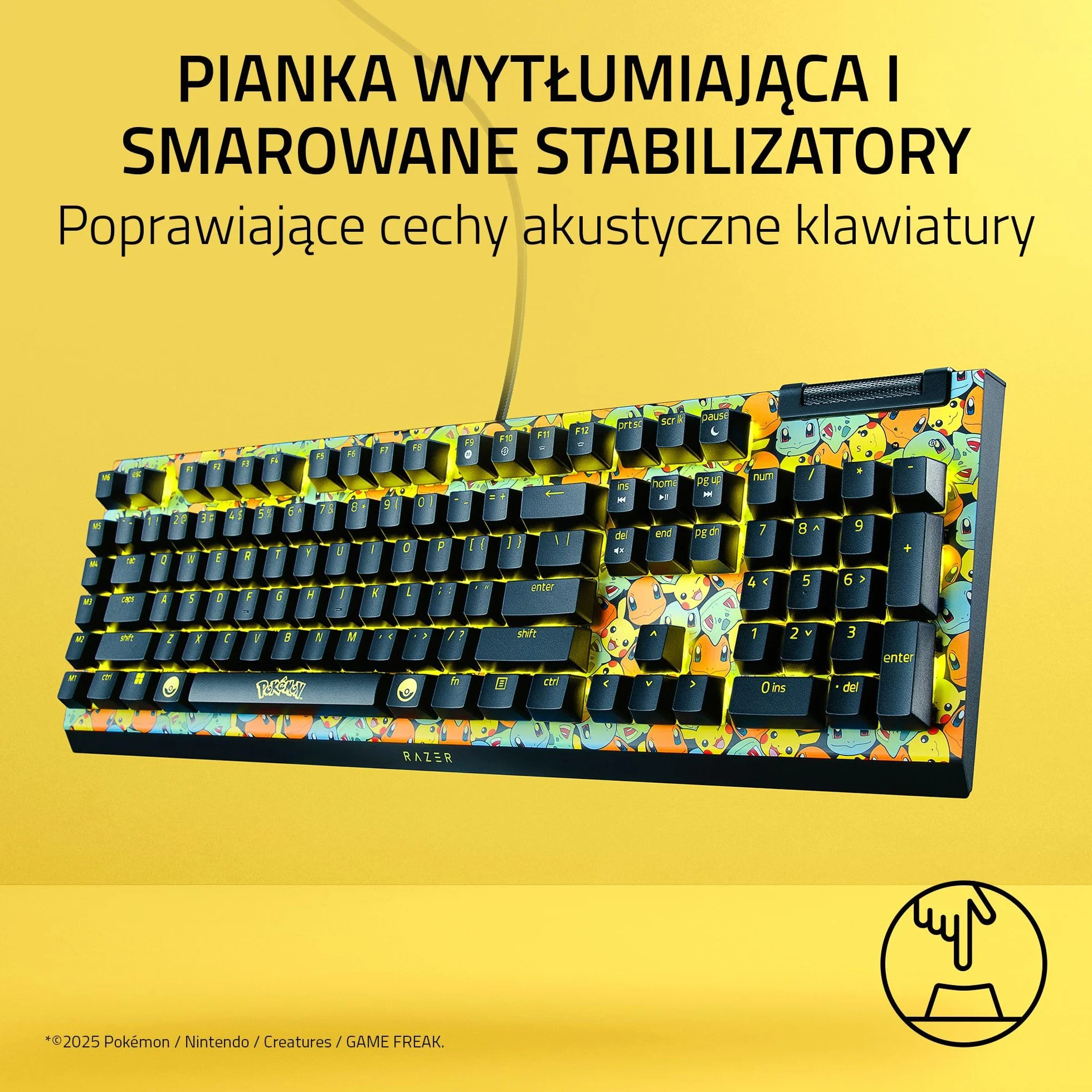 Razer BlackWidow V4 X Pokémon Edition mechaniczna klawiatura do gier Chroma RGB zielony przełączniki Clicky QWERTY US-Layout