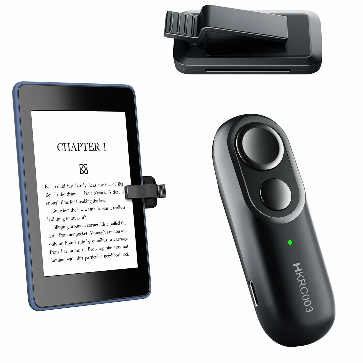 zdalne przewracanie stron dla Kindles, kontroler e-czytnika dla iPad iPhone Android-Phone/tablet, czytanie e-booków, powieści komiksowych, Akcesoria do Kindle, HKRC003, Czarny