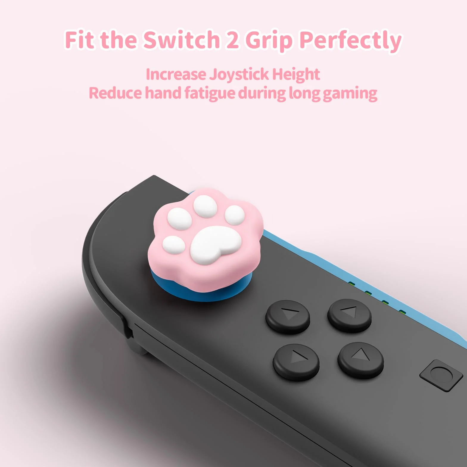 GeekShare Silikonowy zestaw nasadek na klawisze krzyżowe, osłona joysticka, łapy kota ABXY, uchwyty kciuka, kompatybilne z konsolą do gier Switch 2 – różowe