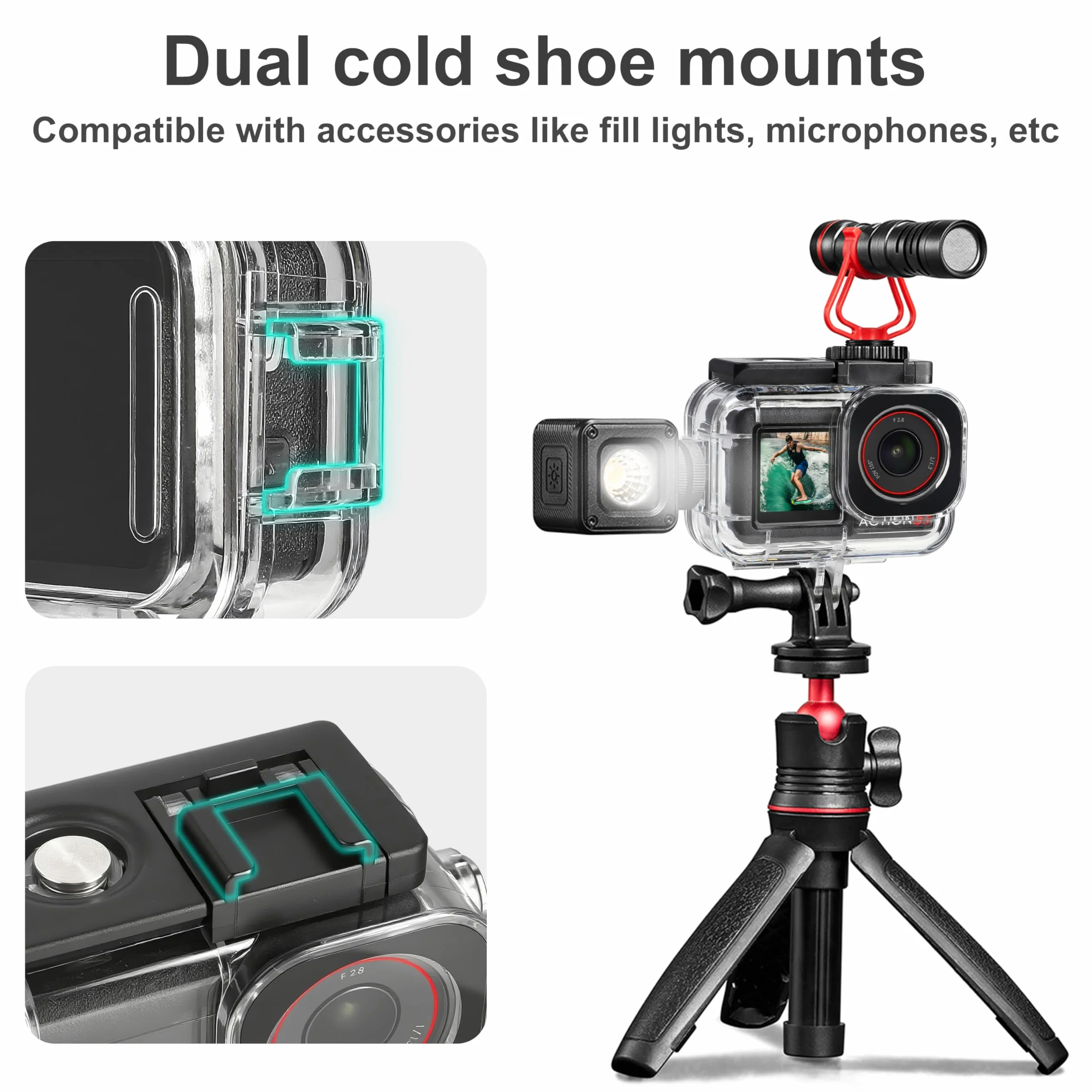FitStill Wodoszczelna obudowa do nurkowania 50 m i pływający uchwyt, nadaje się do DJI osmo Action 5pro / Action 4/Action 3