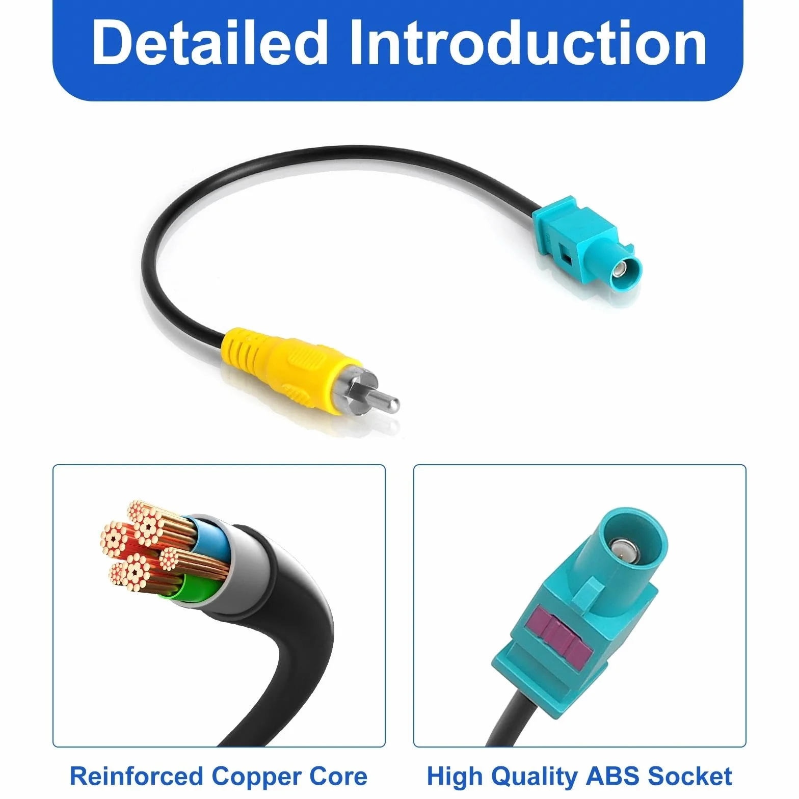 HENGBIRD fakra adapter fakra do rca adapter do kamery tylnej mercedes adapter fakra na rca cinch fakras adapter do kamery cofania, kabel adaptera wideo, 20 cm do Mercedes Comand Ford Blaupunkt NX