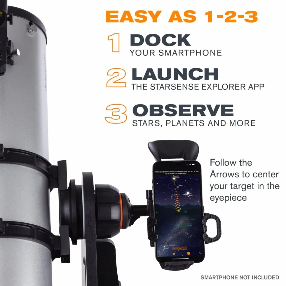 Celestron 22481 StarSense Explorer 130 mm Teleskop stołowy typu Dobson z obsługą aplikacji na smartfony Współpracuje z aplikacją StarSense – iOS/Android
