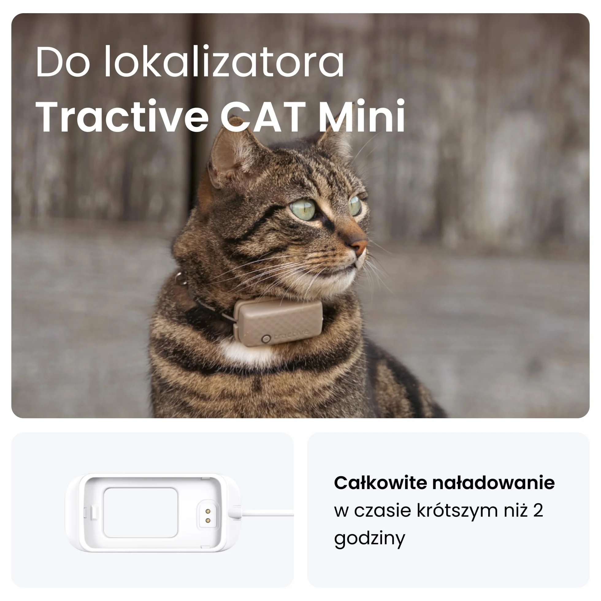 Tractive — ładowarka do lokalizatora CAT Mini (Biały)