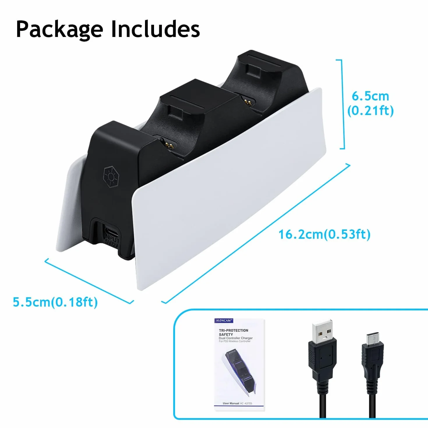 Mcbazel Stacja ładująca PS5 kontroler do kontrolera PS5 DualSense, stacja ładująca ze wskaźnikami LED / szybkie ładowanie/potrójna ochrona
