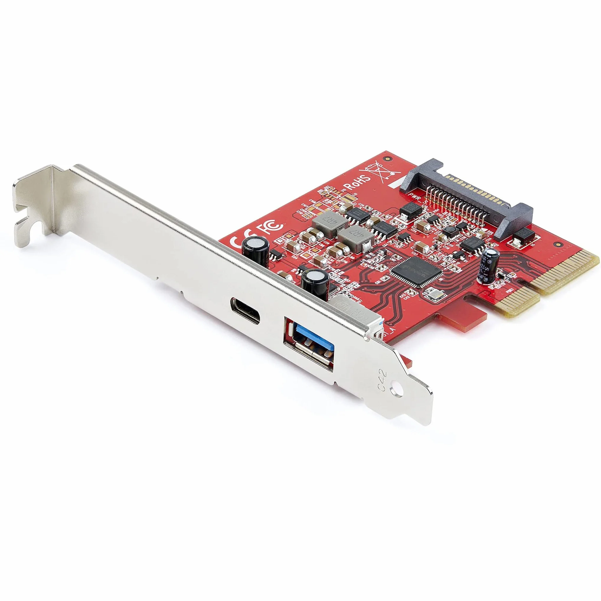 StarTech.com 2-portowa karta USB 10 Gb/s USB-A i USB-C PCIe - USB 3.1 Gen 2 PCI Express typu C/A adapter karty kontrolera hosta - USB 3.2 Gen 2x1 PCIe rozszerzenie karta rozszerzeń - Windows, macOS,