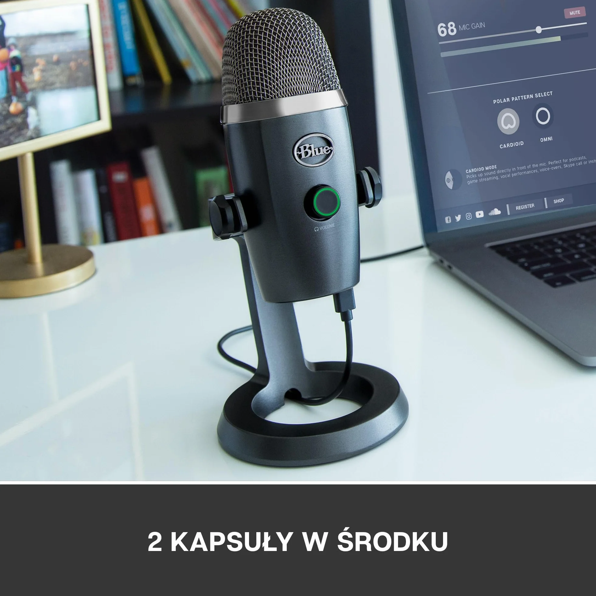 Blue Yeti Nano USB Mikrofon, Srebrny, 5 W