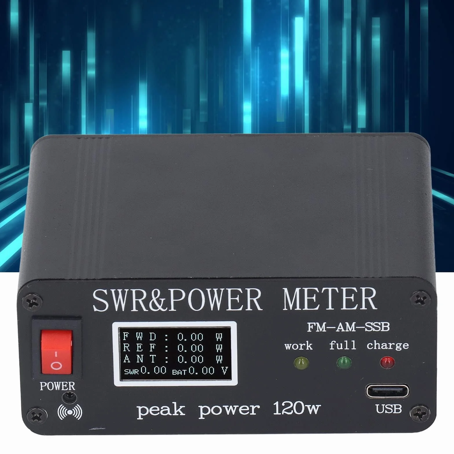 Tuner Anteny Krótkofalowej 1.8MHz-50MHz SWR Miernik Długości Fali Mocy z funkcją Alarmu Dźwiękowego do Pomiaru Fali Stojącej