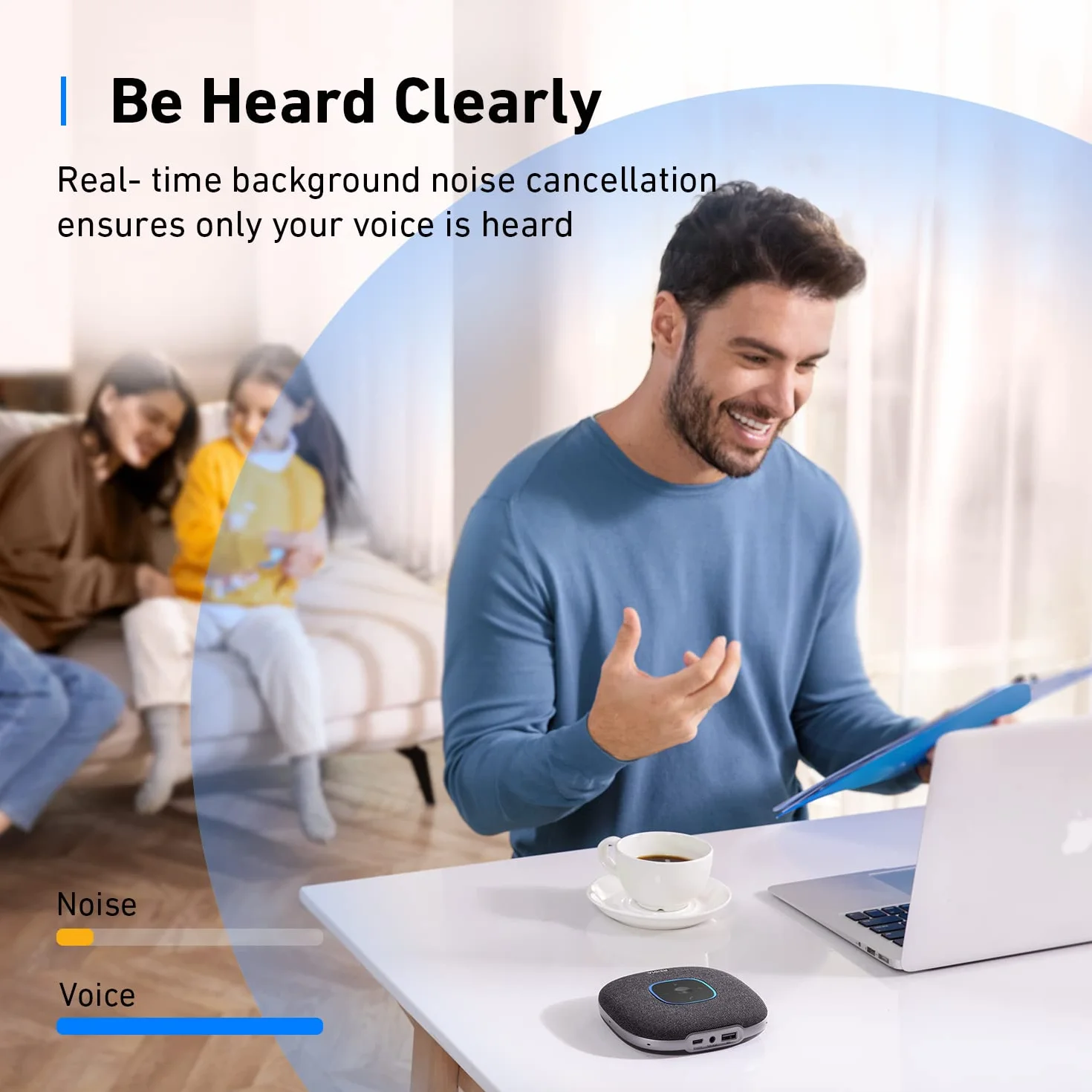 Anker PowerConf S3 głośnik konferencyjny, 6 mikrofonów, inteligentne nagrywanie dźwięku, akumulator 24 godziny, aplikacja Soundcore, Bluetooth 5, USB-C, do biura i biura domowego (czarny)