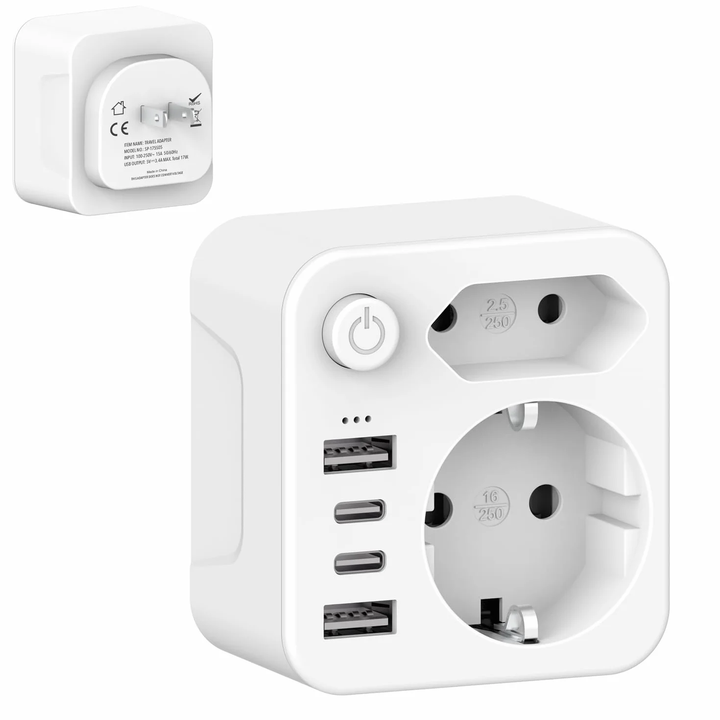 Adapter Japonia adapter podróżny Japonia adapter USA,Adapter USA gniazdo 2-komorowy adapter podróżny, wtyczka podróżna Schuko do typu A dla USA, Japonii, Kanady, biały