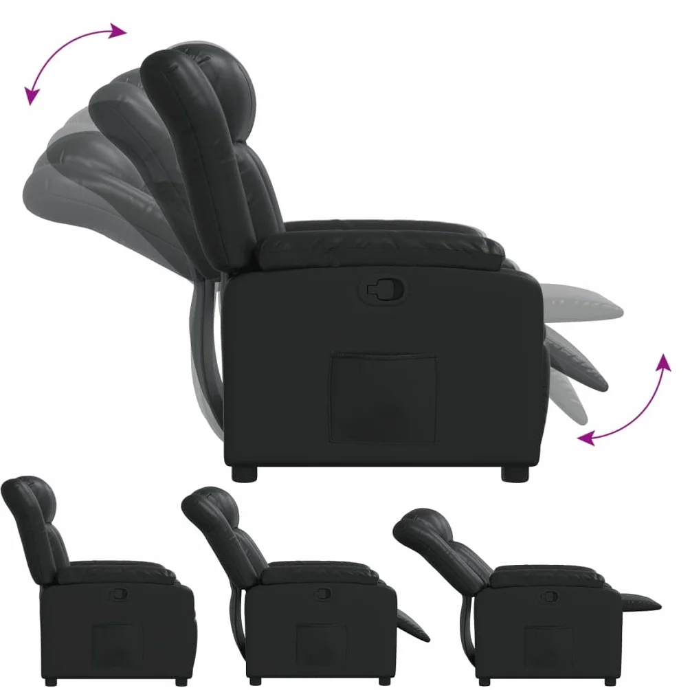 vidaXL Fotel rozkładany, czarny, sztuczna skóra