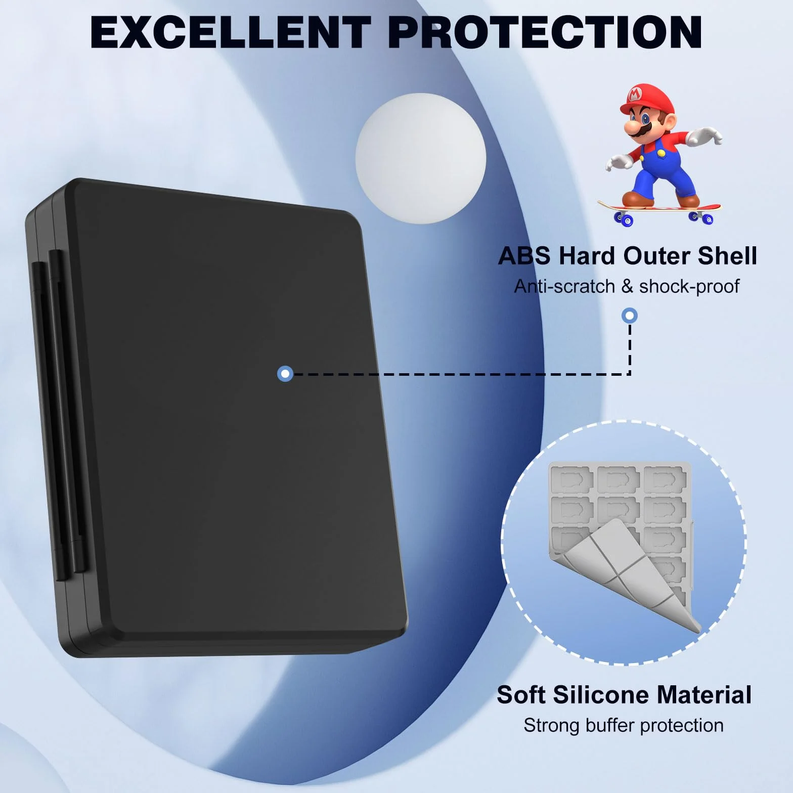 MoKo 60 Game Card Case for Nintendo Switch 2 / Switch OLED / 3DS / 3DSXL, Portable Storage Holder Case for 60 Switch 2 Game Cartridges & 24 3DS Card & 36 Micro SD Cards, Black