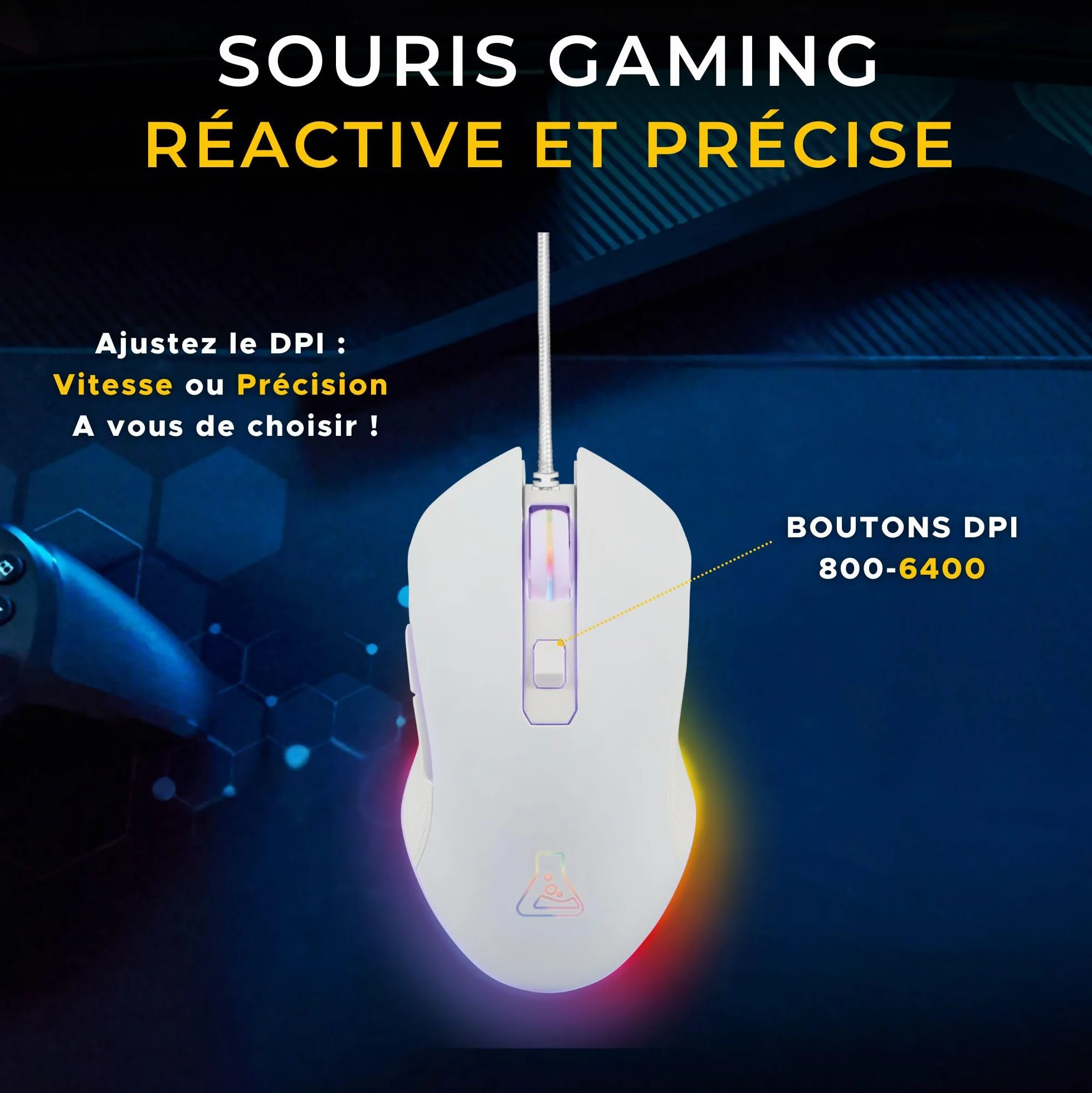 G-Lab Hydrogen Combo Pakiet klawiatury dla graczy 60% przewodowa gamingowa RGB Azerty FR + mysz 6200 DPI PC PS4 PS5