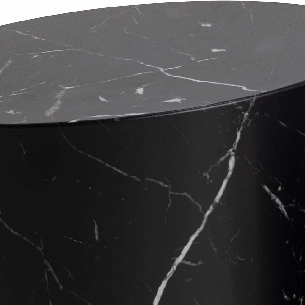 AC Design Furniture Rico stolik kawowy w kolorze czarnym o wyglądzie marmuru, zestaw 2 sztuk, nie zajmują dużo miejsca, owalne stoliki pomocnicze do salonu, nowoczesne stoliki składane, szer.: 48 x