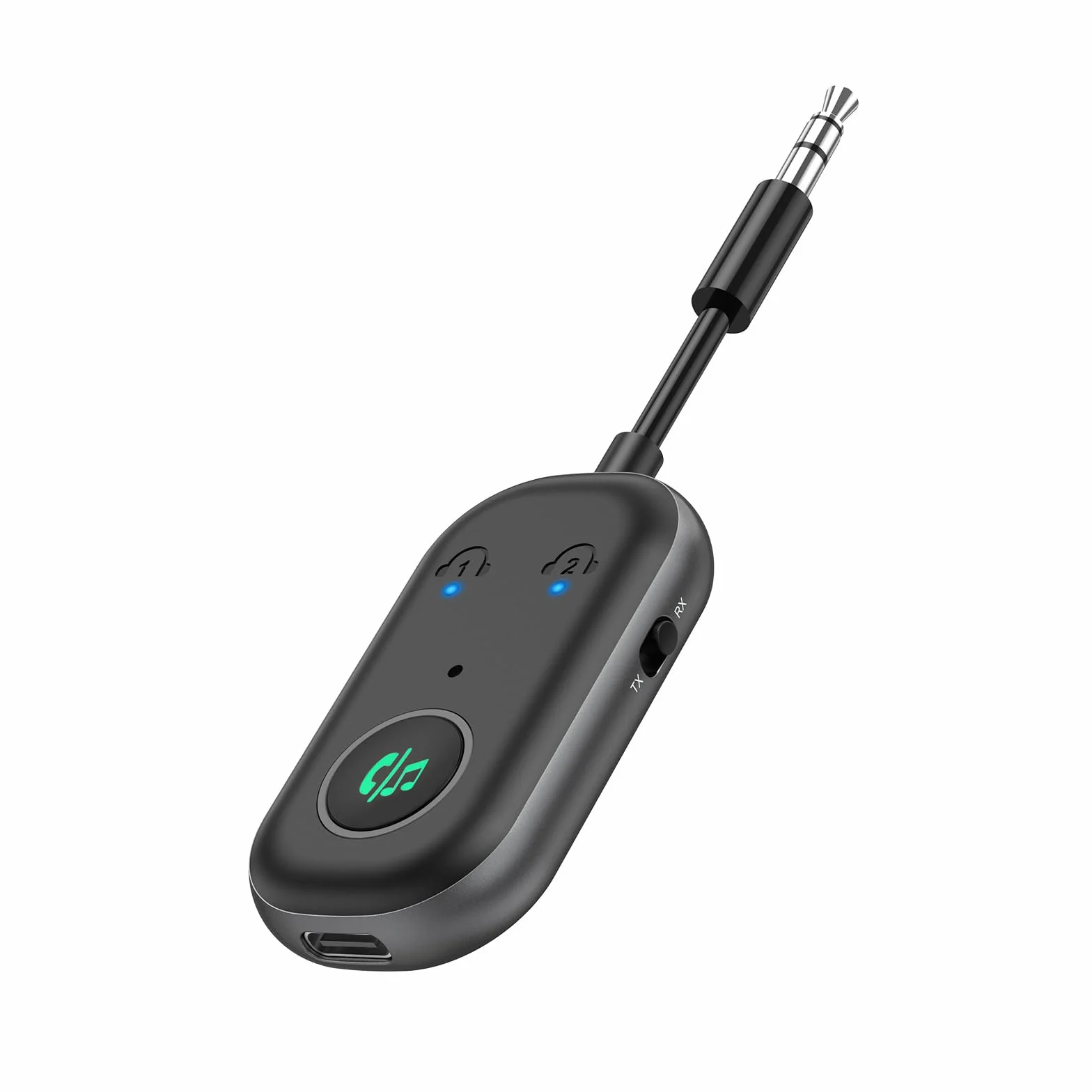 Najnowszy nadajnik-odbiornik Bluetooth 5.3, adapter Bluetooth AUX 2 w 1 z podwójnym połączeniem, 13-godzinny czas odtwarzania, Plug and Play, przenośny odbiornik audio Bluetooth do telewizora