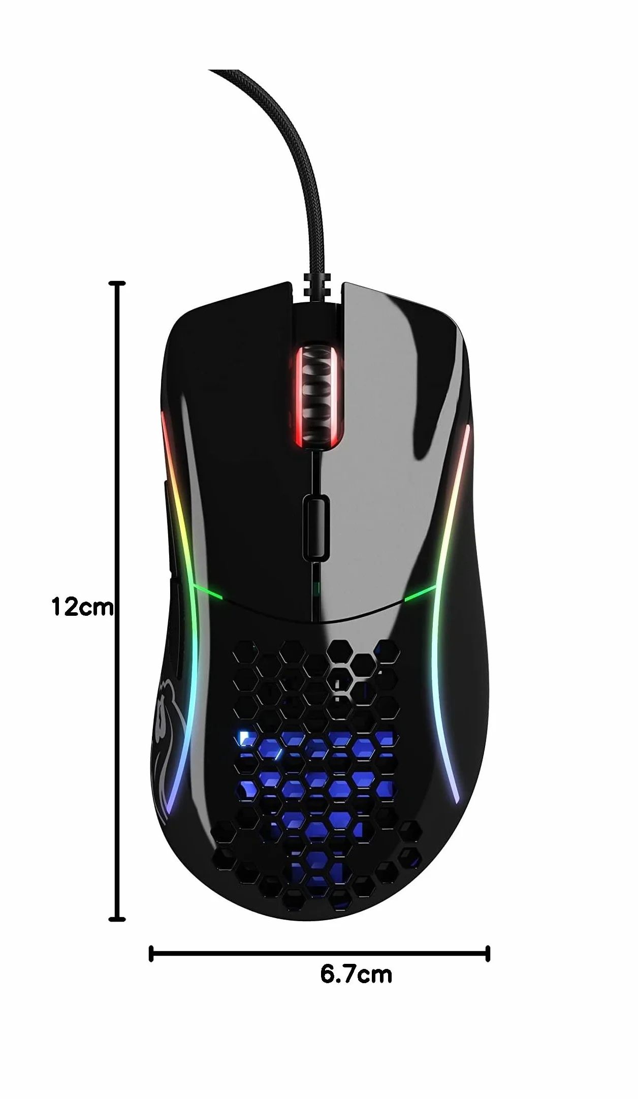 Glorious Gaming Model D- Mysz Przewodowa Superlekka 61g Plaster Miodu RGB Pixart 3360 Przełączniki Omron Ślizgacze PTFE Połyskująca Czerń