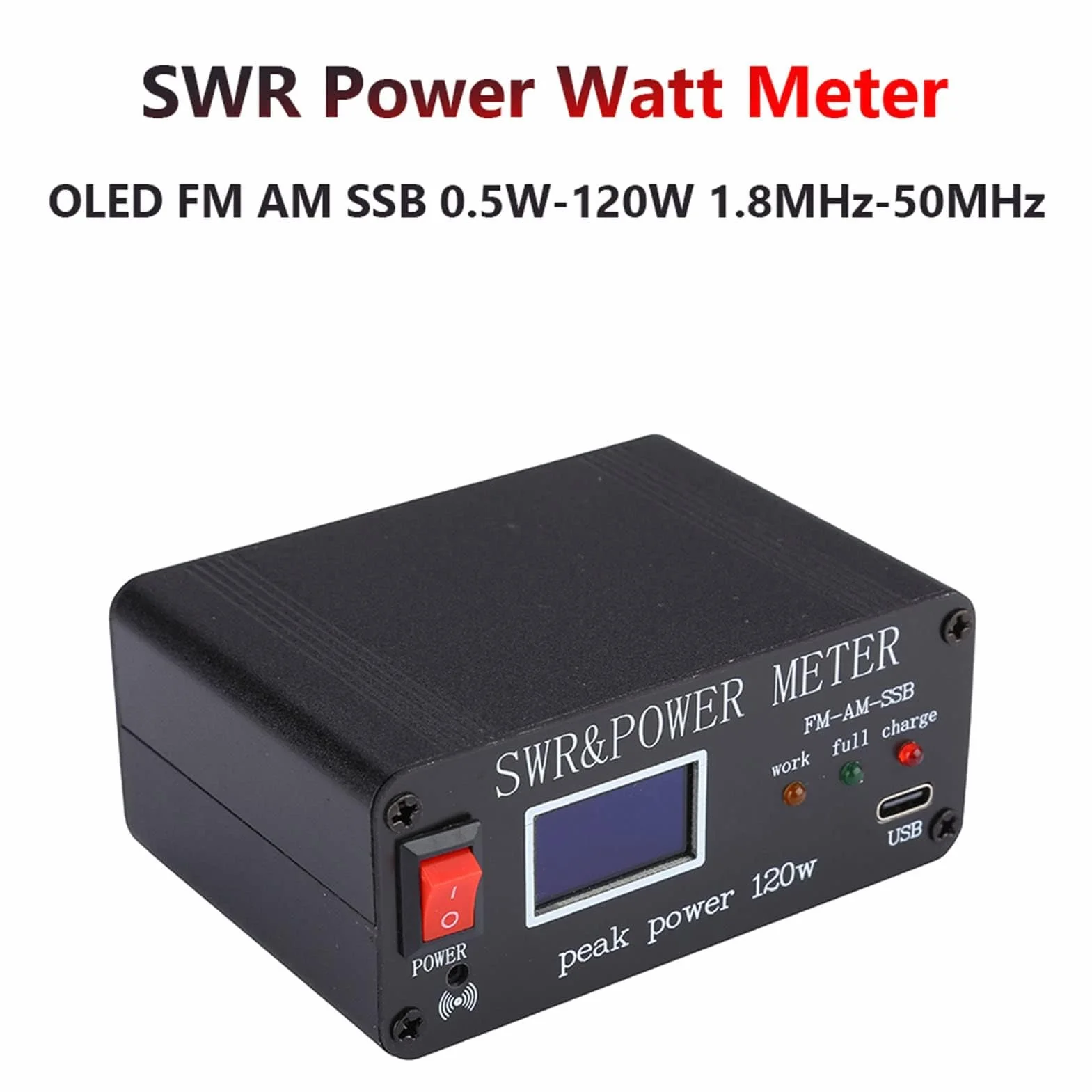Tuner Anteny Krótkofalowej 1.8MHz-50MHz SWR Miernik Długości Fali Mocy z funkcją Alarmu Dźwiękowego do Pomiaru Fali Stojącej