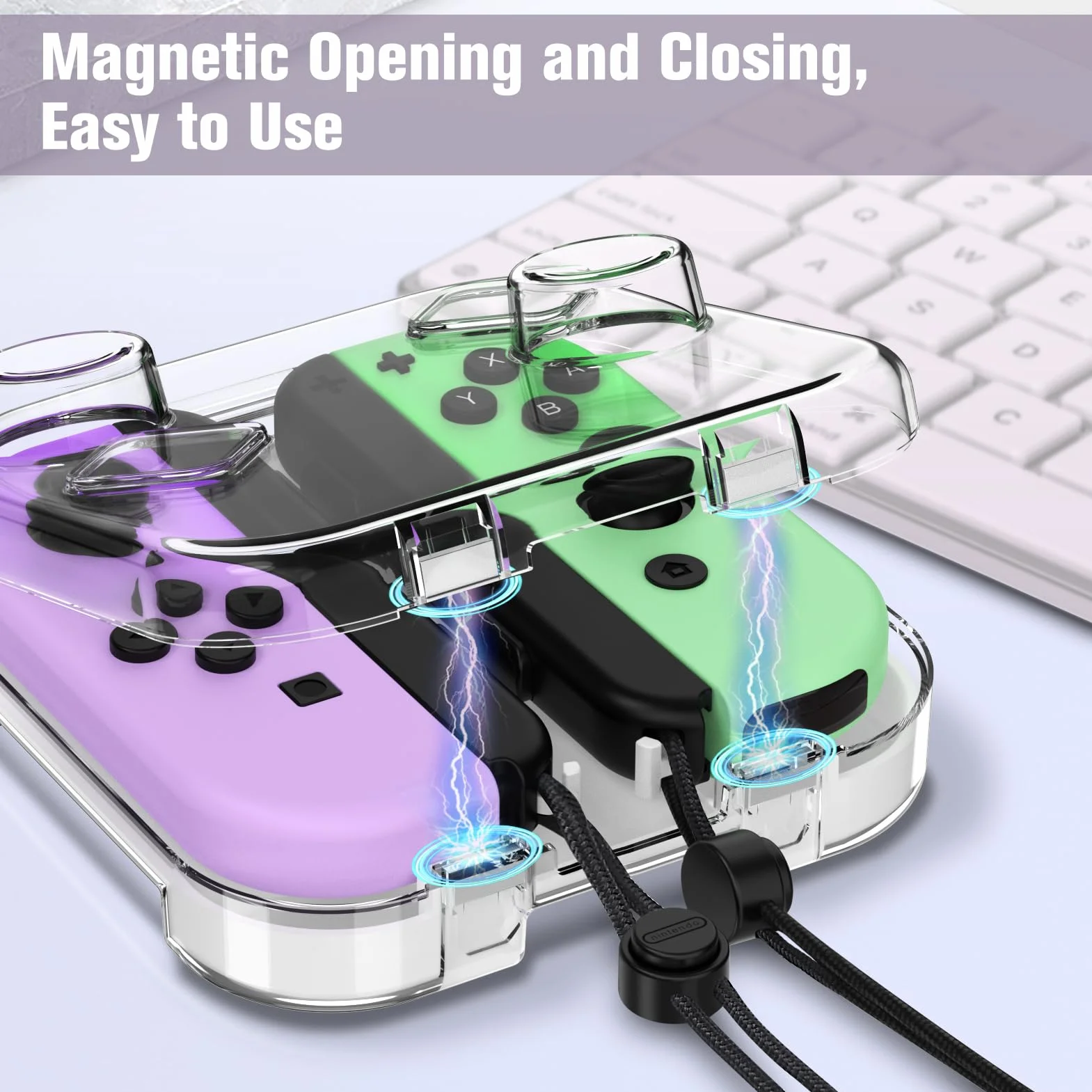 FINTIE Etui do przechowywania Joy-con przenośne pyłoszczelne pudełko ochronne kompatybilne z Nintendo Switch Joy-Con, Switch/OLED PC, przezroczysta obudowa z zamknięciem magnetycznym (przezroczysta)